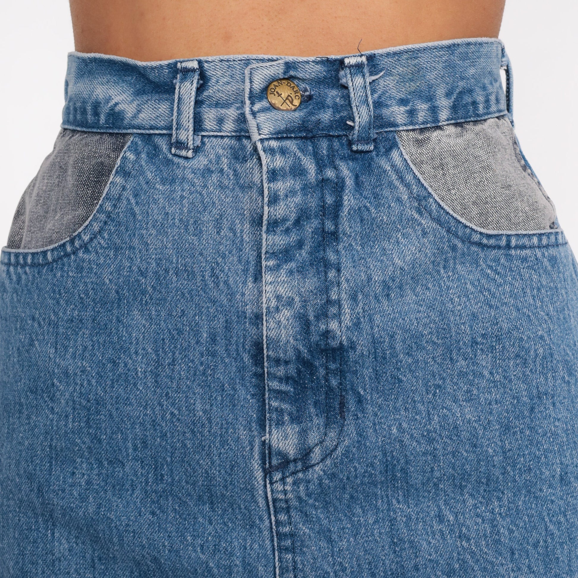 90s Stone Wash Denim Mini Skirt High Waisted Blue Jean Pencil Extra Small