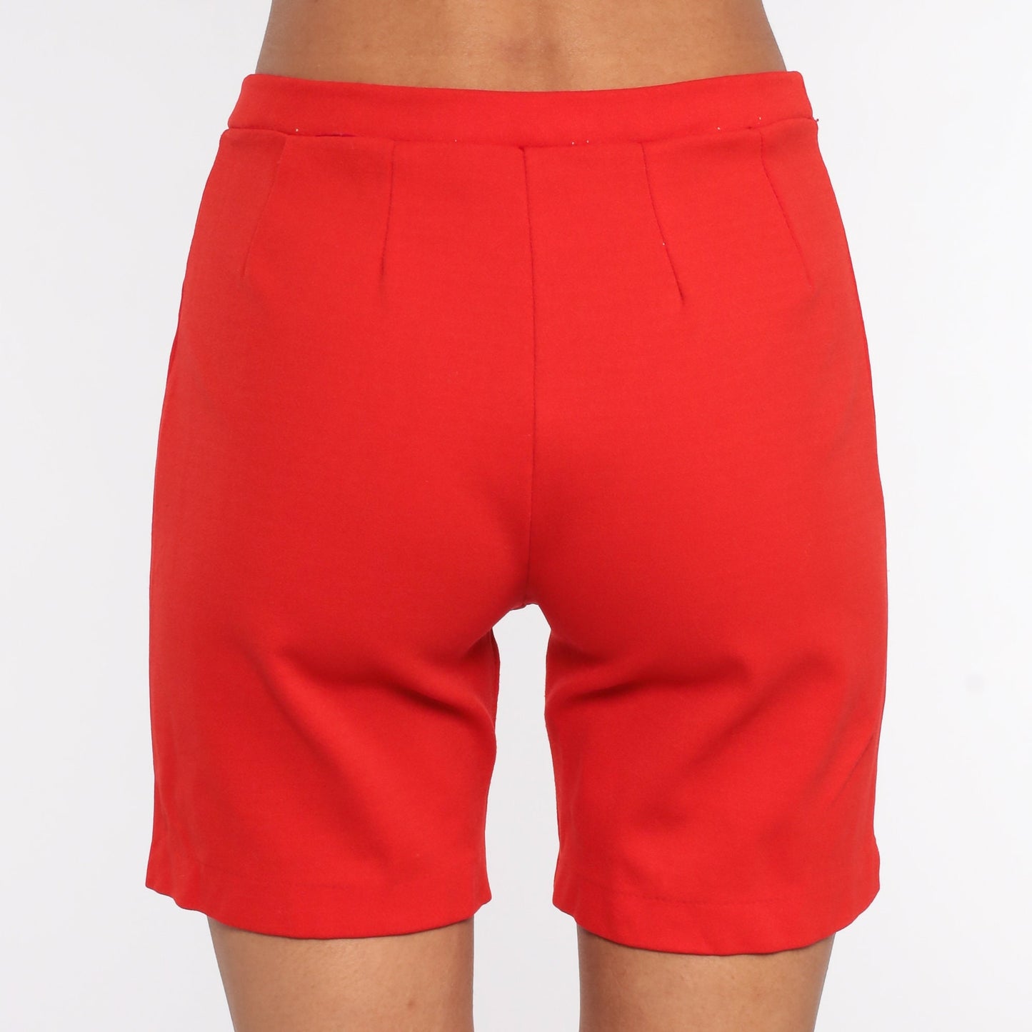 70s High-Waist Bicycle Shorts Red Nylon Stretch Small