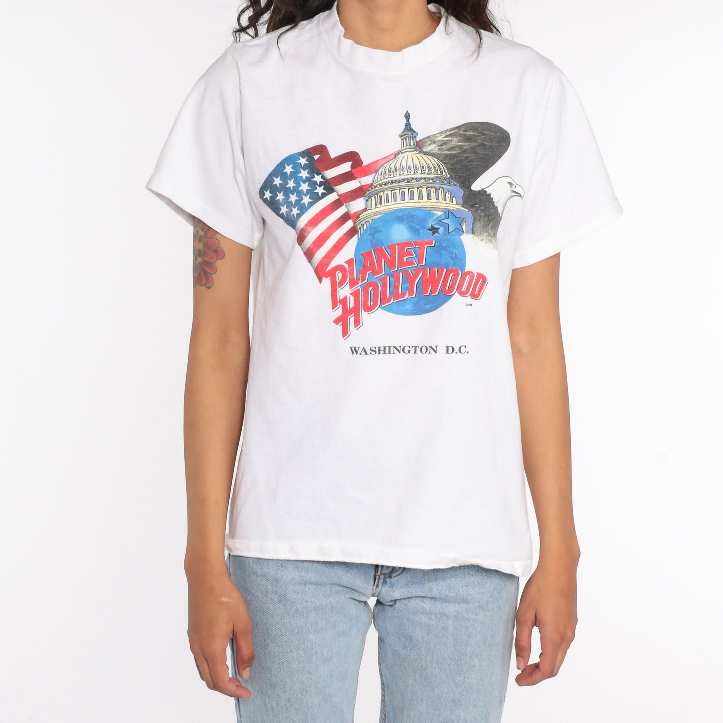 90s Planet Hollywood Washington DC Graphic Tee White Cotton Small