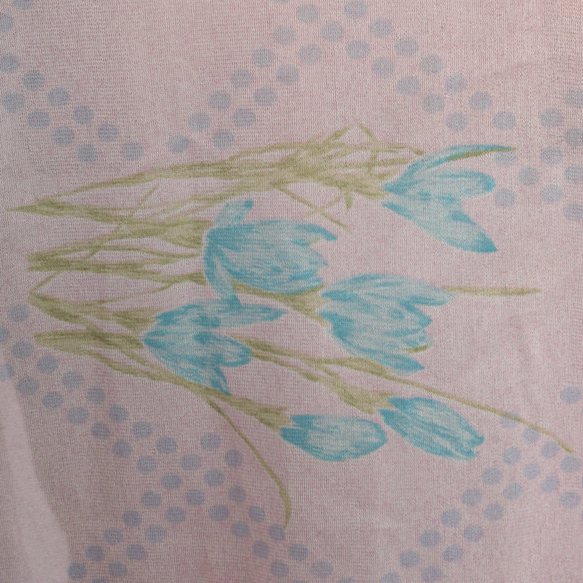 70s Floral Ascot Blouse Sheer Pink Puff Sleeve Bow Neck Medium