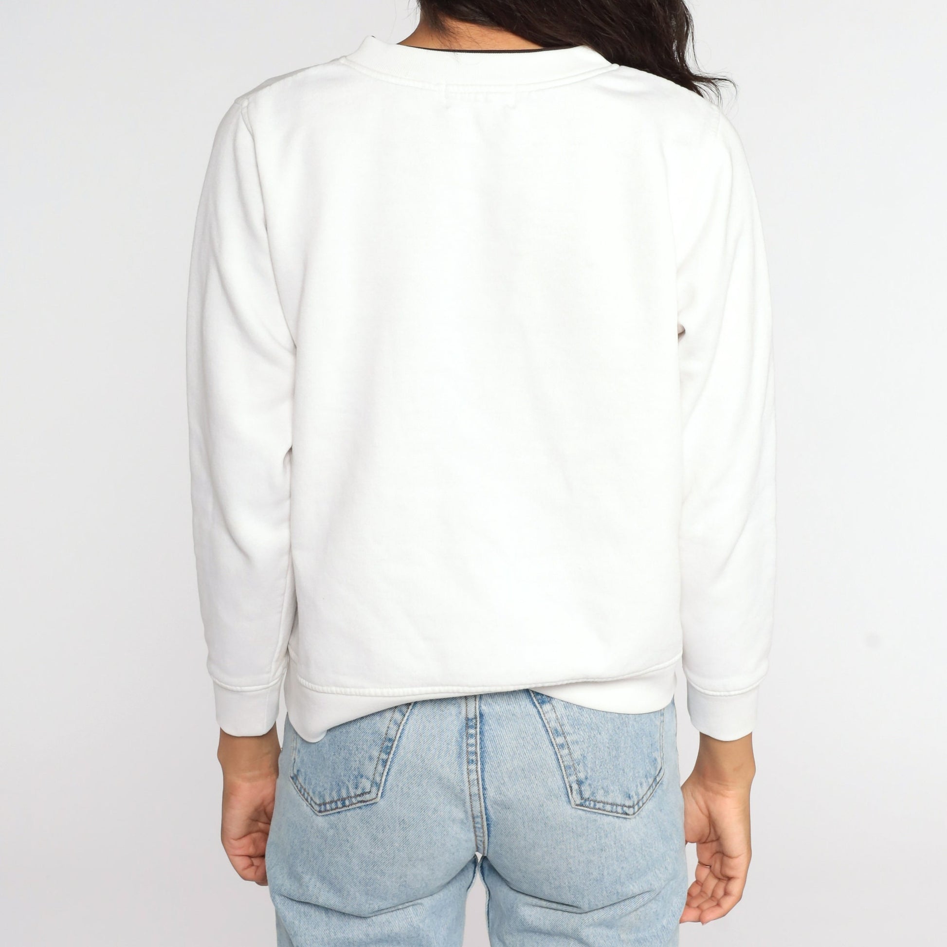 80s Cat Graphic Sweatshirt White Paw Print Crewneck Small