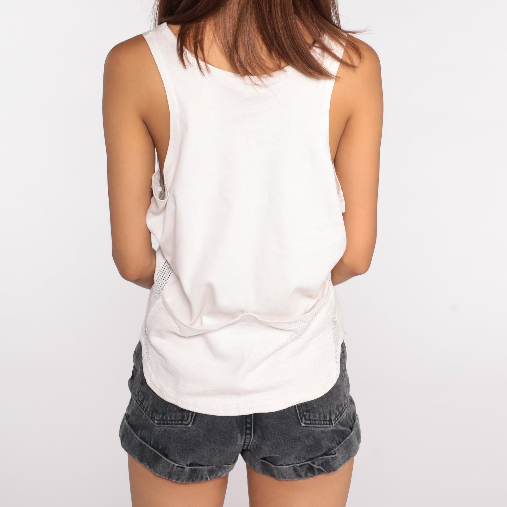 90s Sub 4 Racing Tank Top White Mesh Pocket Bike Jersey Small Medium