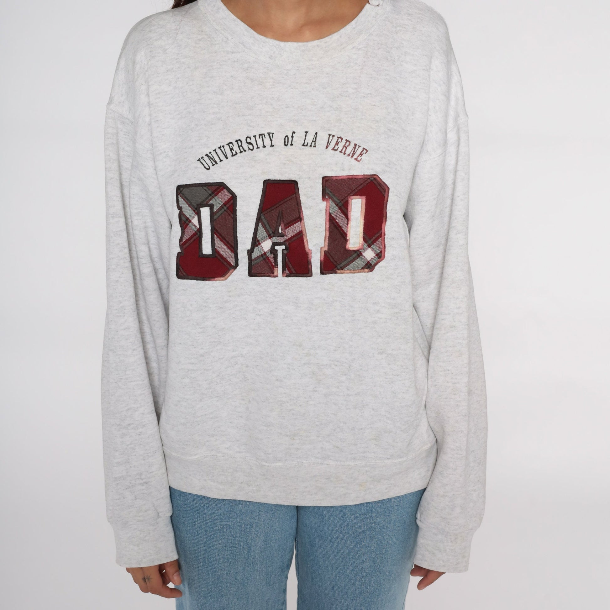 90s University of La Verne Dad Sweatshirt Distressed Graphic Crewneck Large