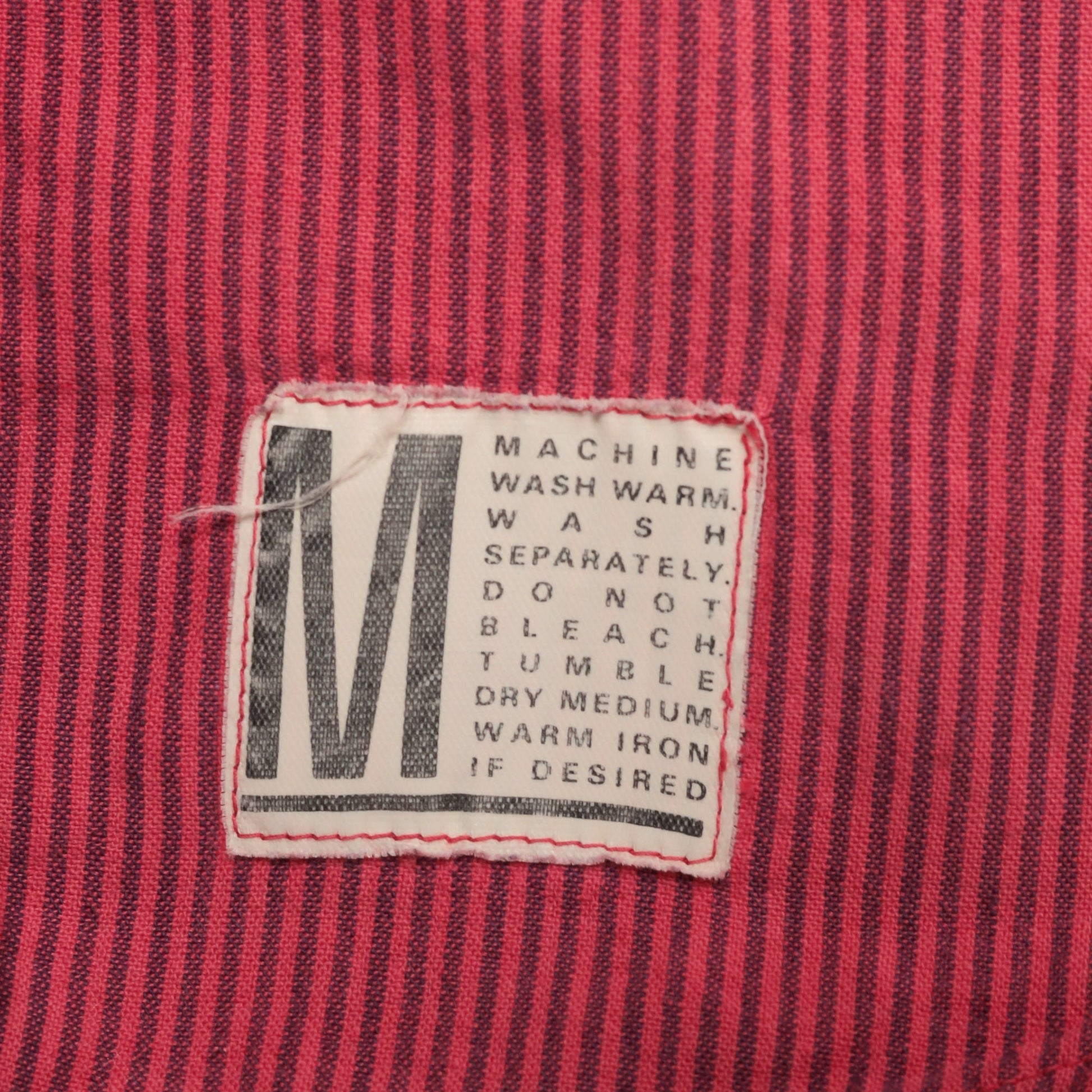 90s Calvin Klein Red Striped Oxford Button-Up Shirt Distressed Cotton Medium