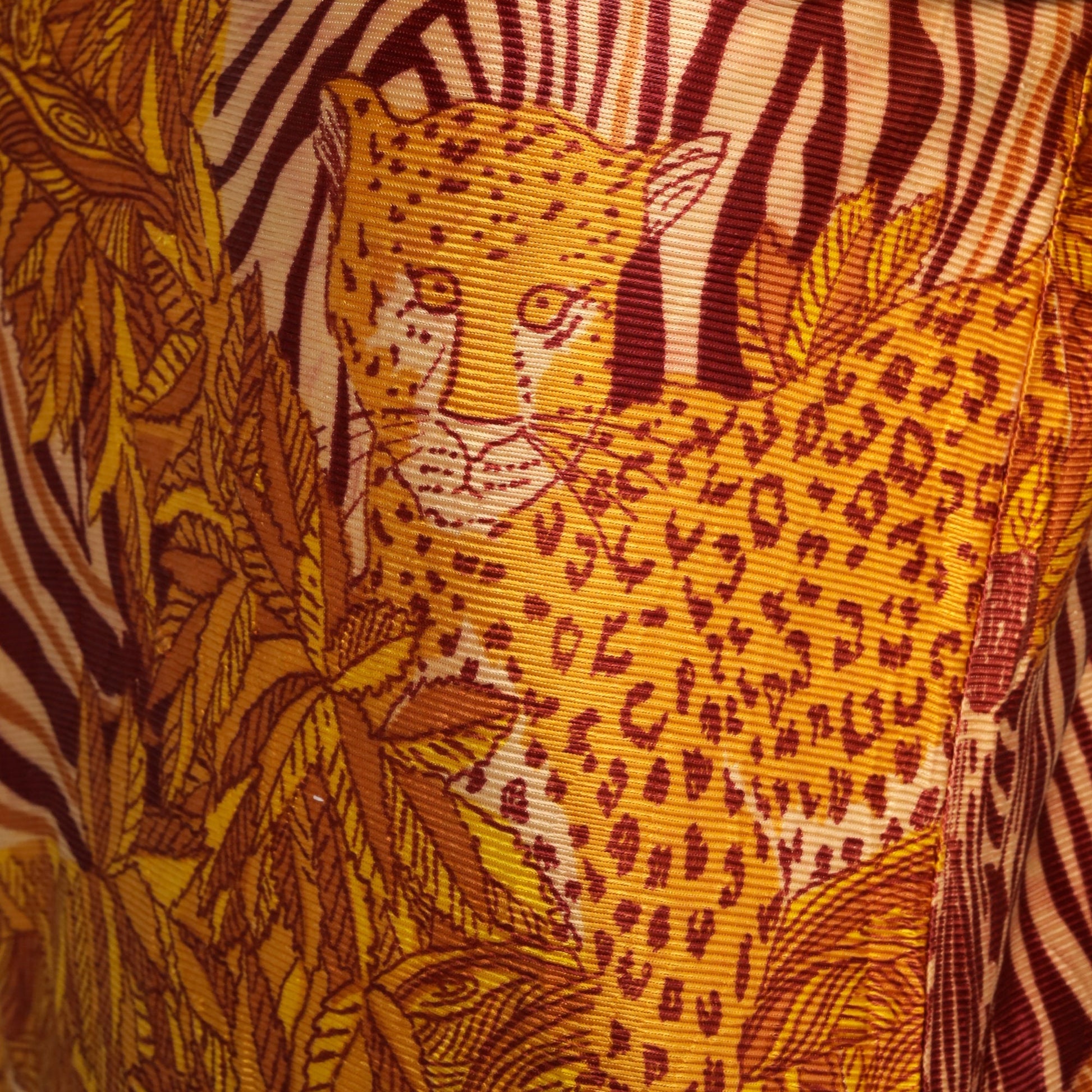 70s Leopard Zebra Animal Print Blouse Fringe Trim Small