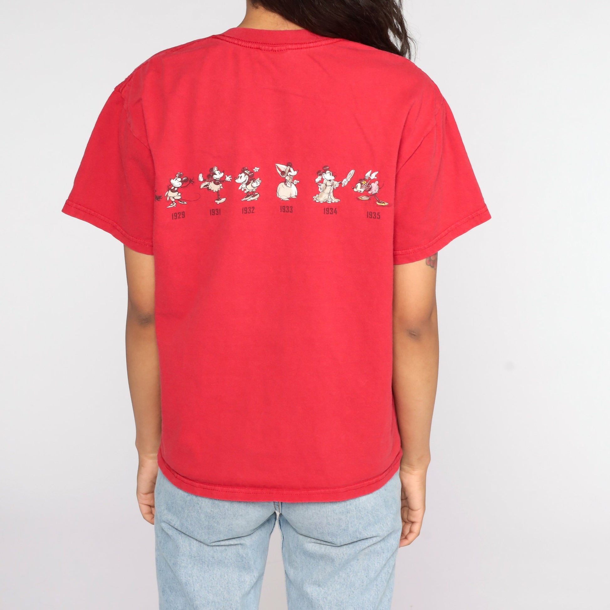 90s Minnie Mouse Walt Disney Graphic T-Shirt Red Cotton Small