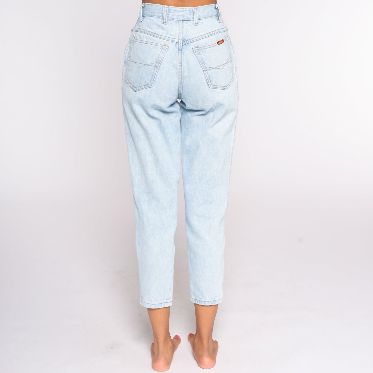 90s Bonjour High Waist Mom Jeans Light Blue Denim Tapered Extra Small