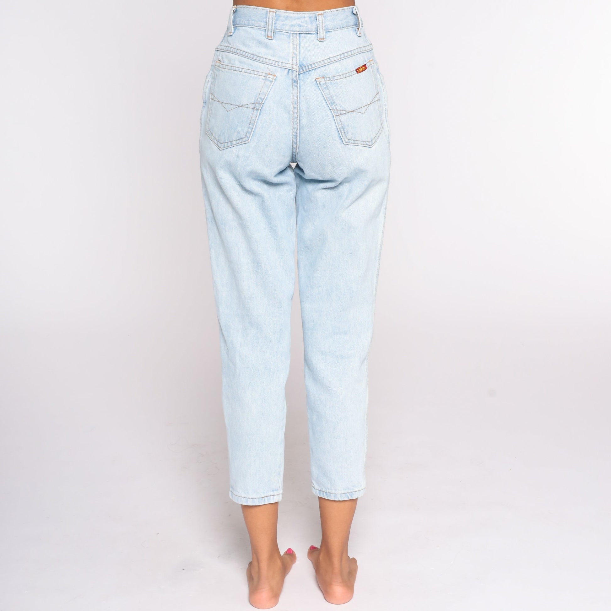 90s Bonjour High Waist Mom Jeans Light Blue Denim Tapered Extra Small