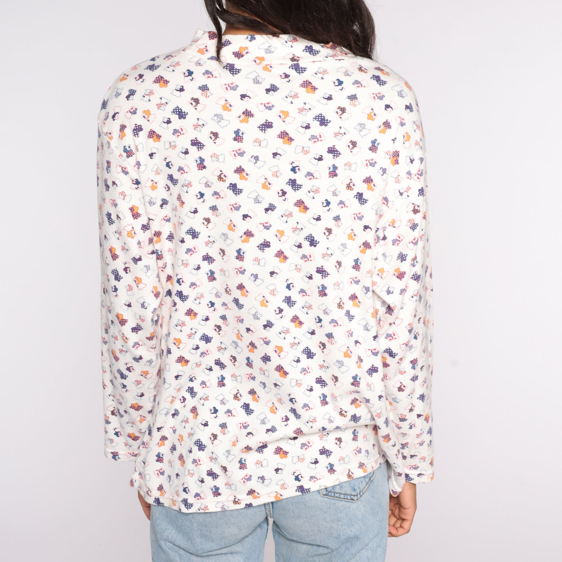 90s Puppy Dog All Over Print Long Sleeve T-Shirt White Extra Extra Large XXL