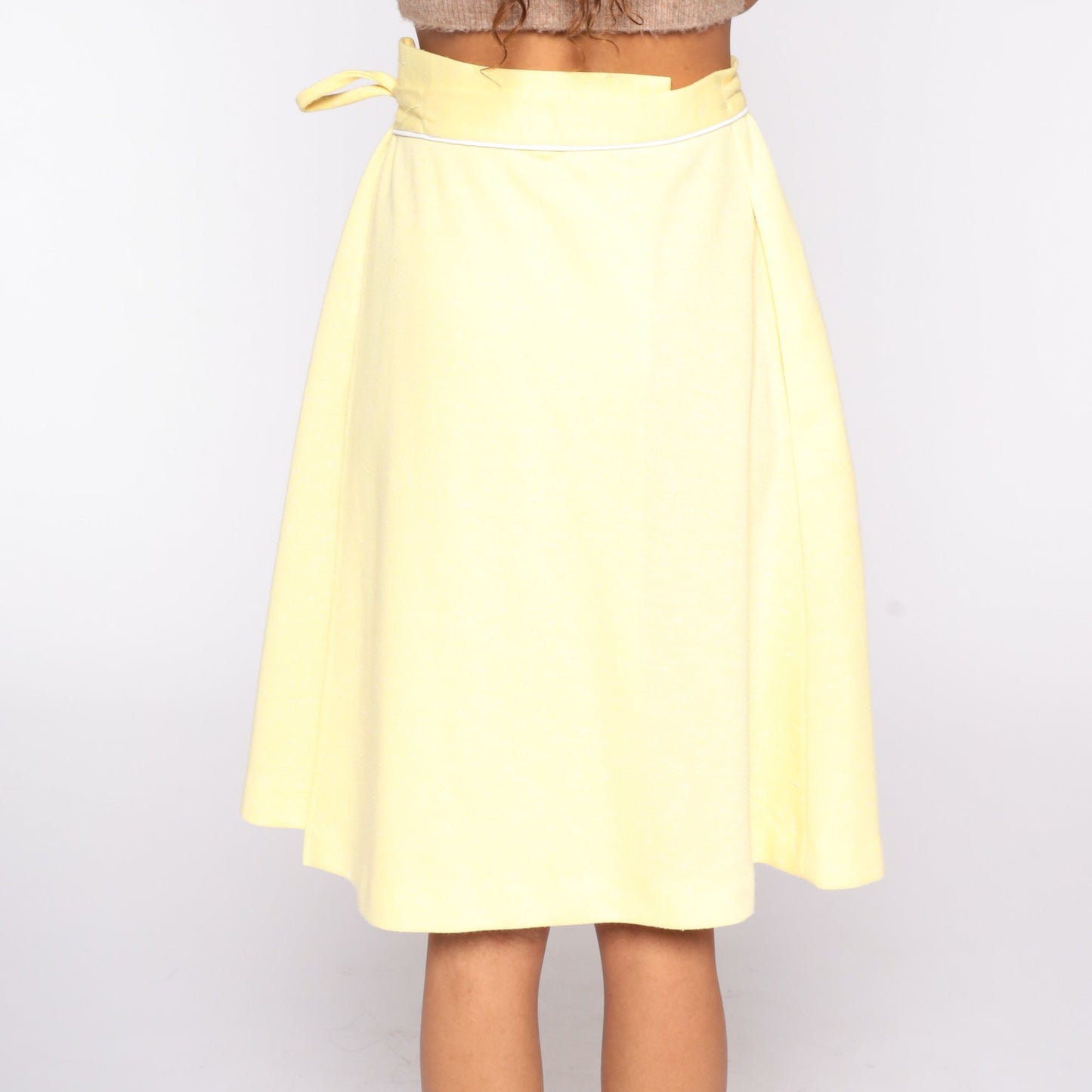 70s Alfred Shaheen Floral Midi Skirt Yellow High Waisted Extra Small