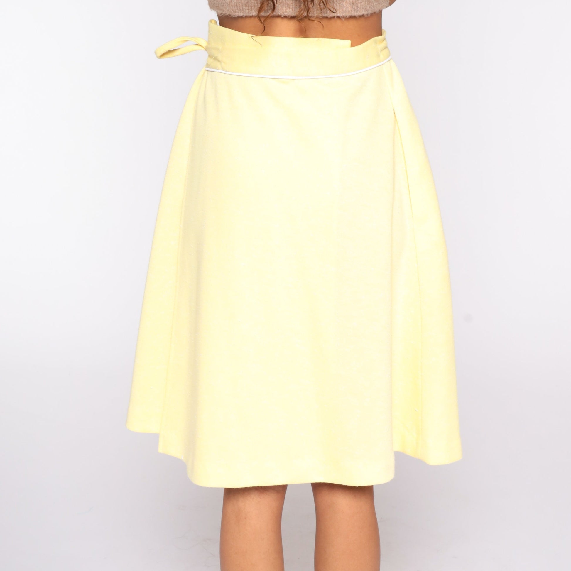 70s Alfred Shaheen Floral Midi Skirt Yellow High Waisted Extra Small