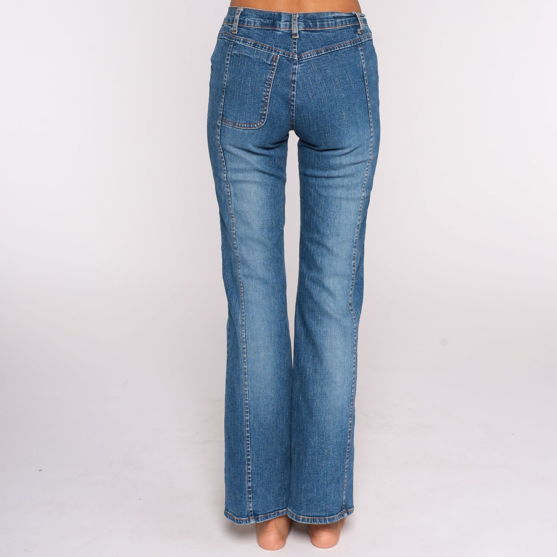 Y2K Low Rise Flare Jeans Blue Denim Spandex Extra Small XS
