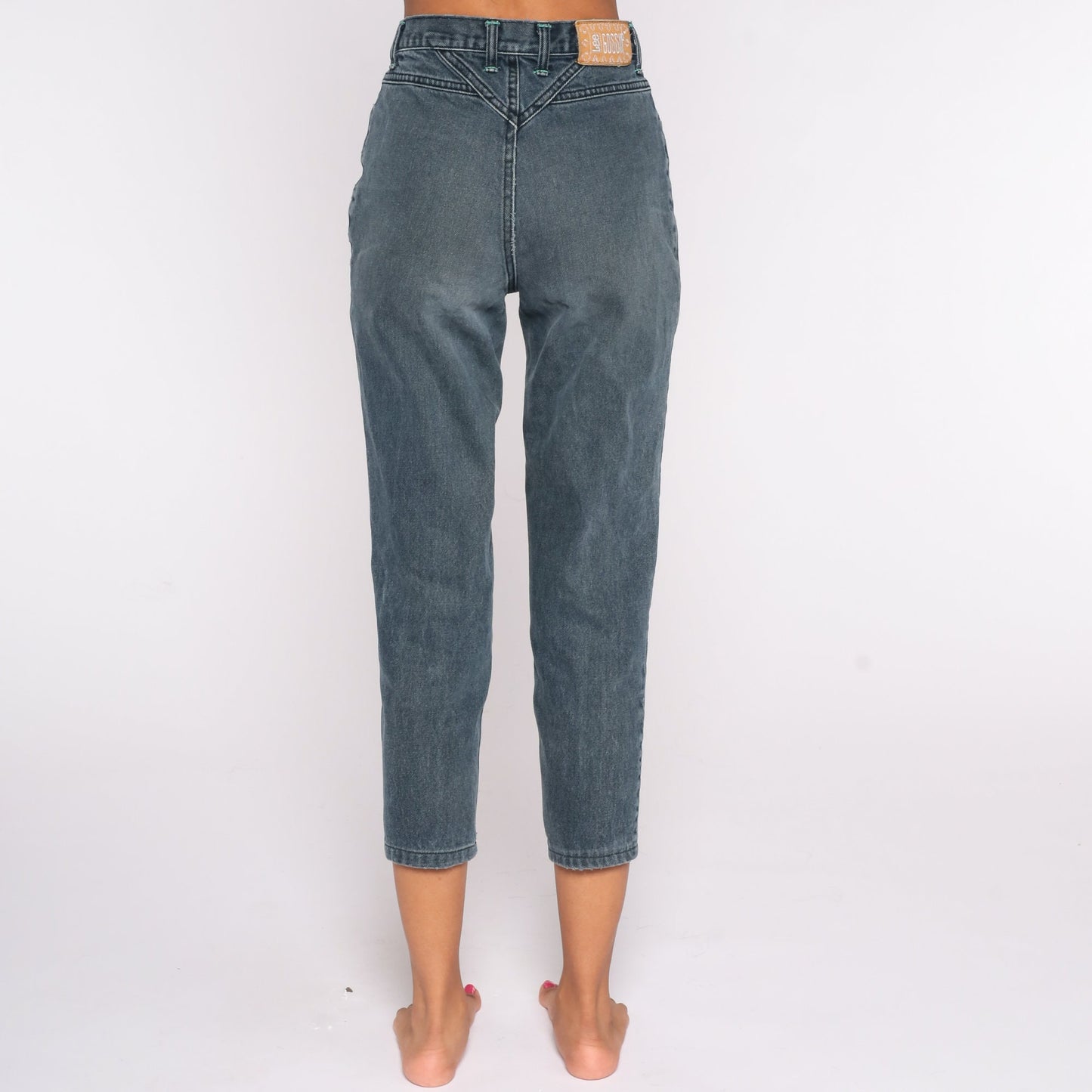 90s Lee Black Tapered High-Waist Denim Jeans Small 26
