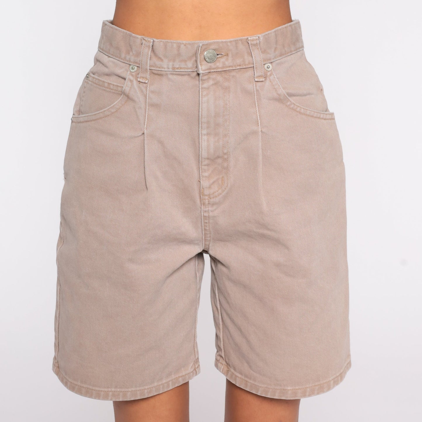 90s Cenza Tan Denim Shorts High Waisted Pleated Jean Bermuda Small