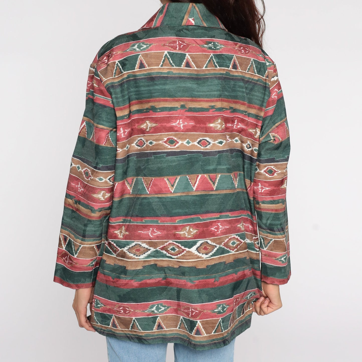 80s Southwestern Tribal Aztec Blazer Cotton Jacket Medium