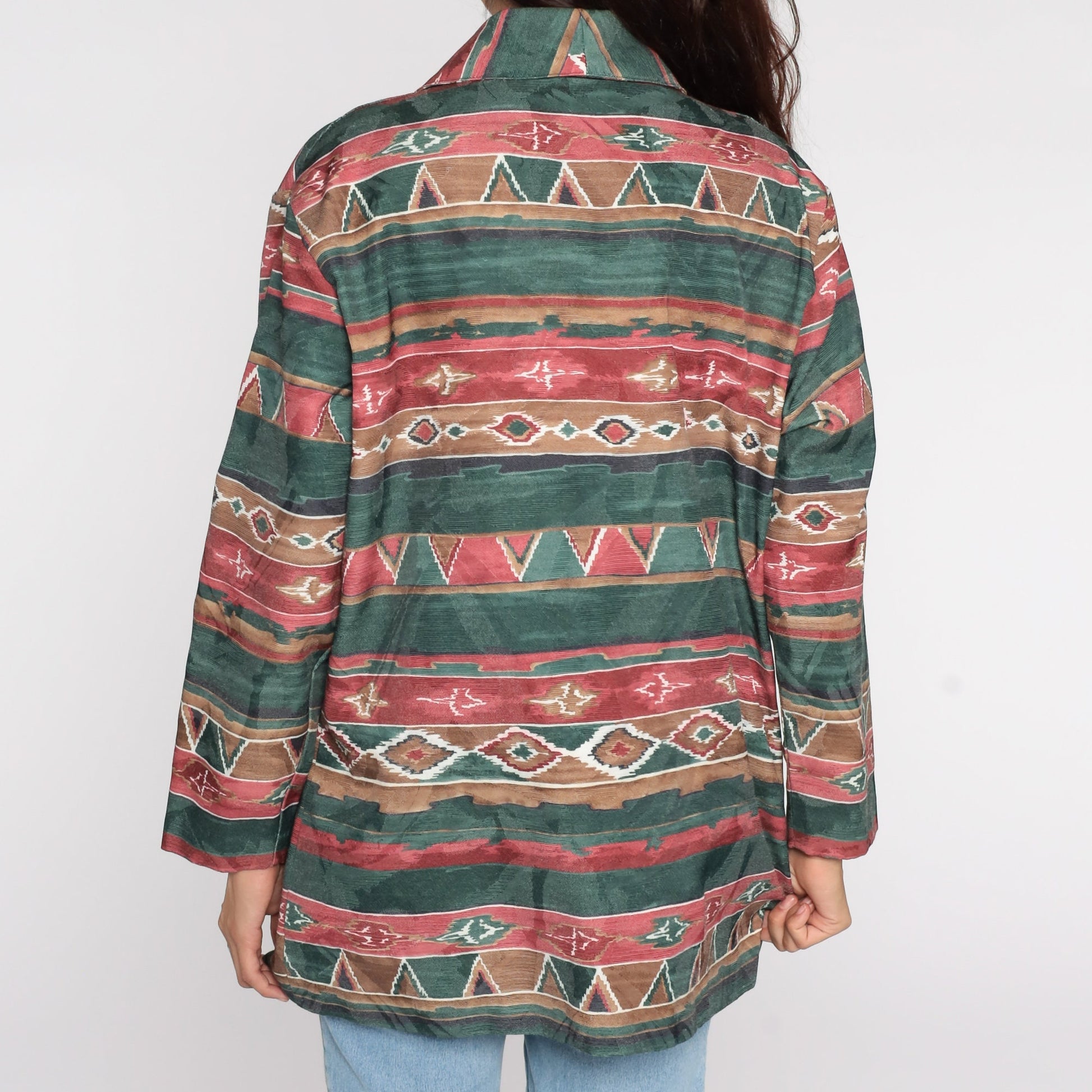 80s Southwestern Tribal Aztec Blazer Cotton Jacket Medium
