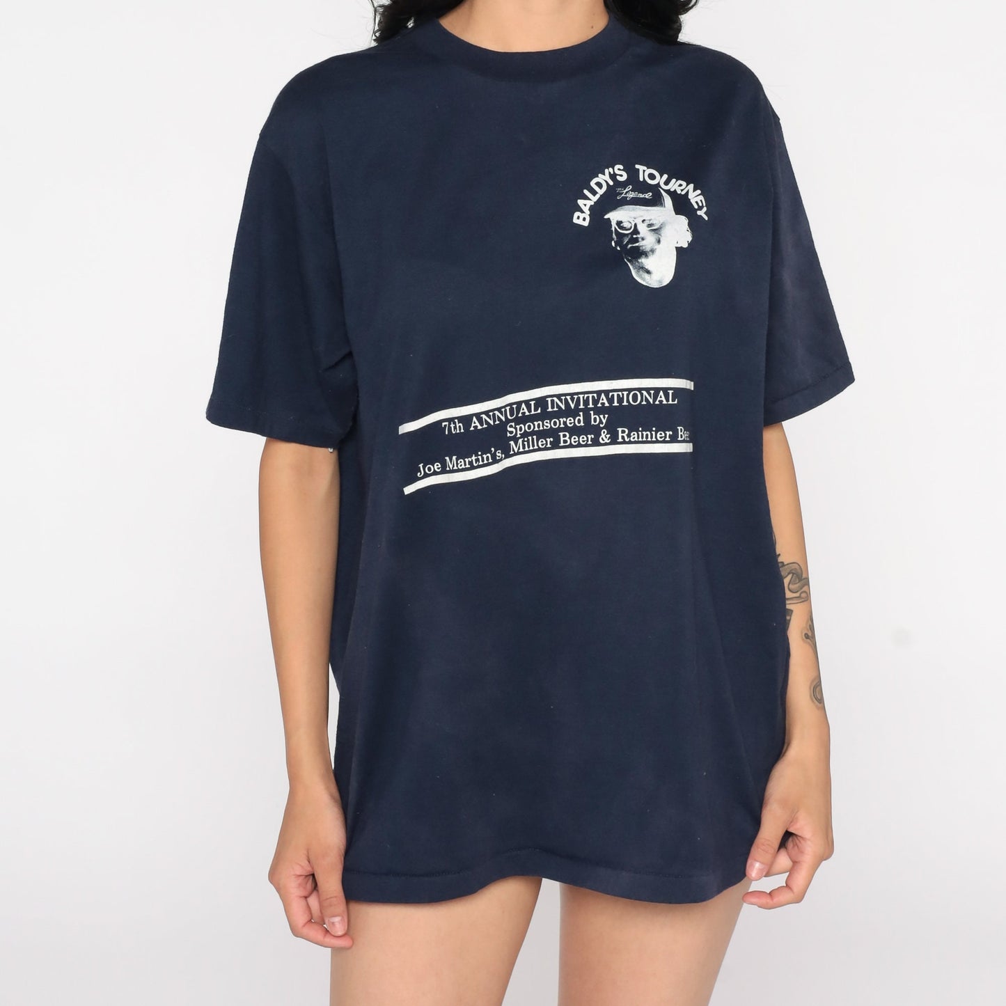 80s Baldy's Tourney 7th Annual Invitational Graphic Tee Sports Print Large