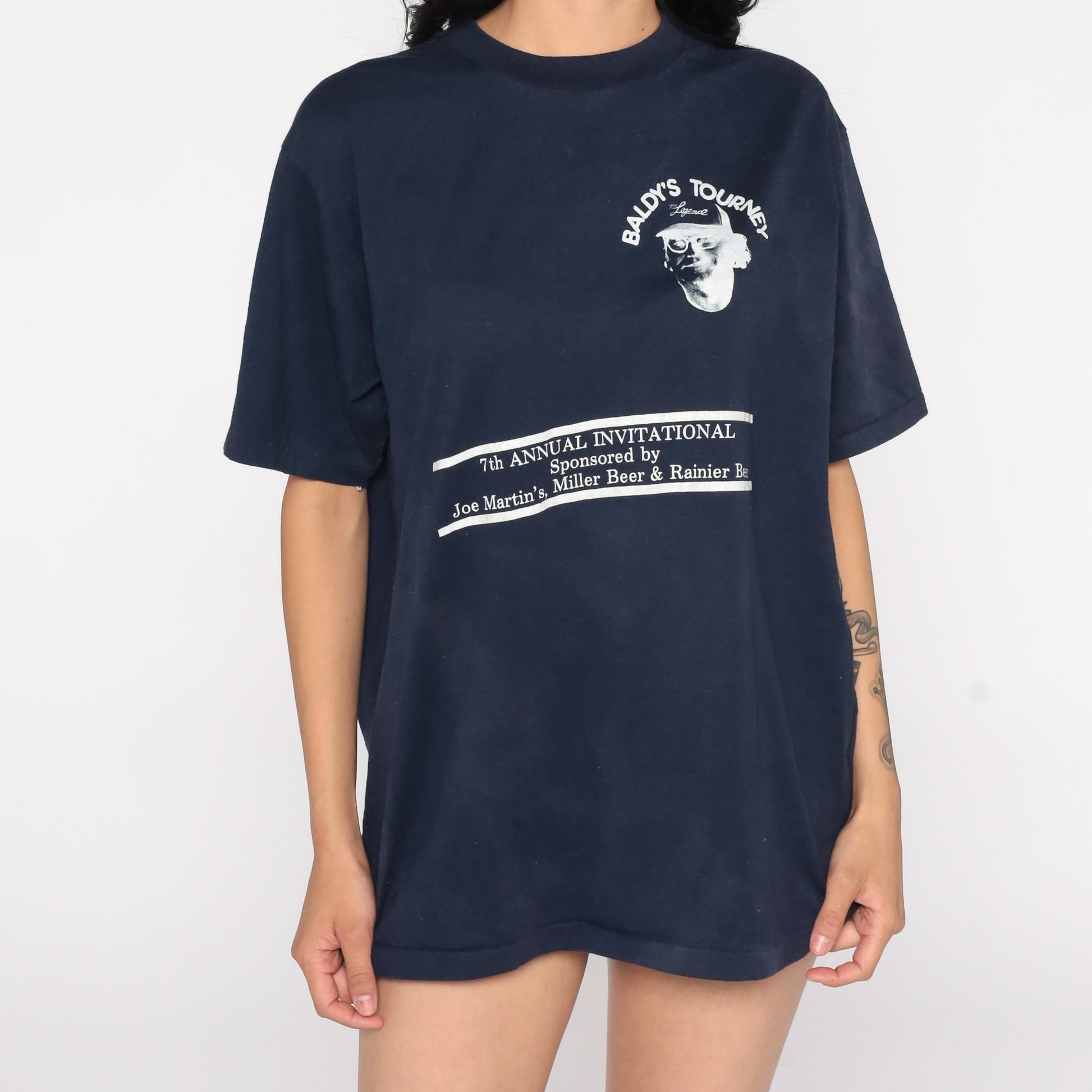 80s Baldy's Tourney 7th Annual Invitational Graphic Tee Sports Print Large