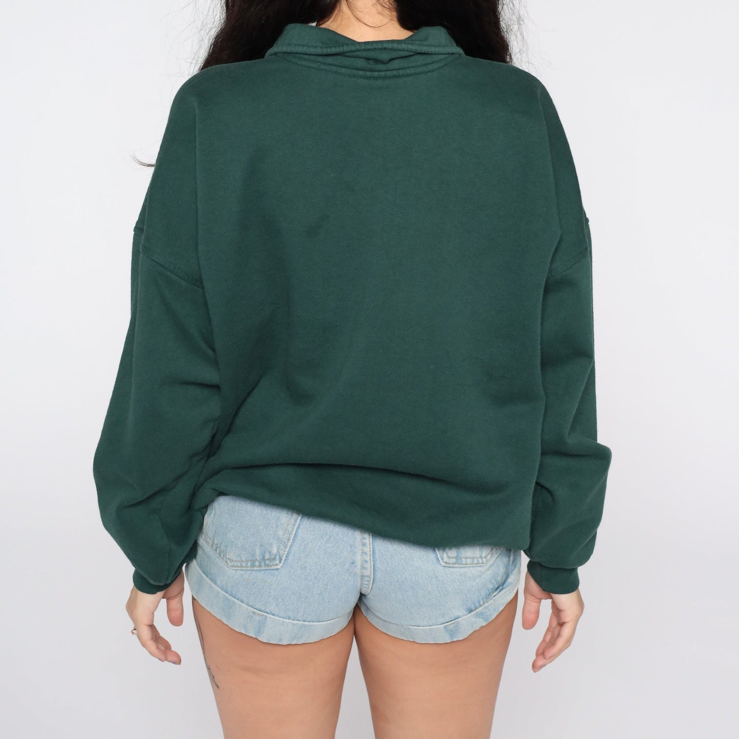 90s Canada Quarter Zip Sweatshirt Green Graphic Pullover Large L