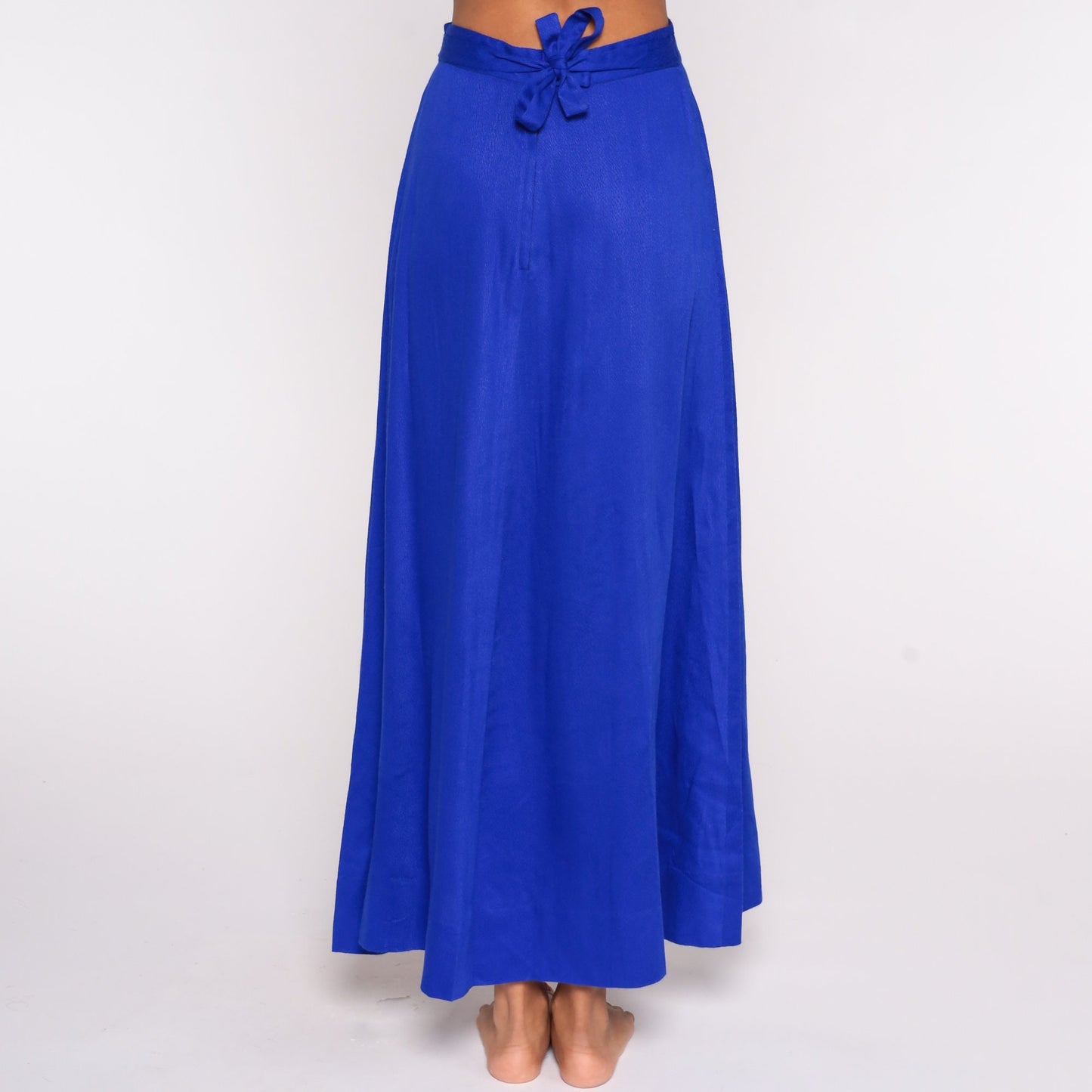 70s Purple-Blue High-Waisted Maxi Skirt Cotton Small