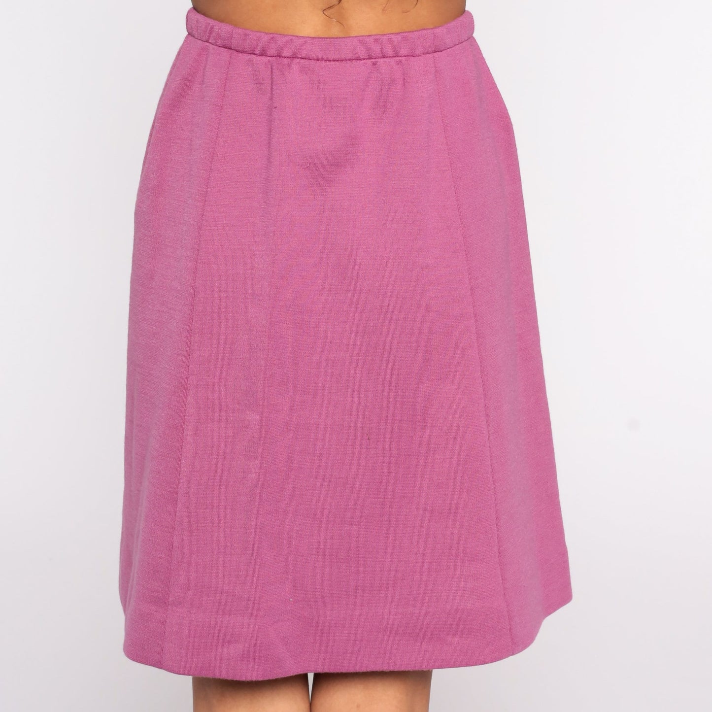 70s Purple Wool Blend Knee-Length Skirt High Waisted A-Line Small