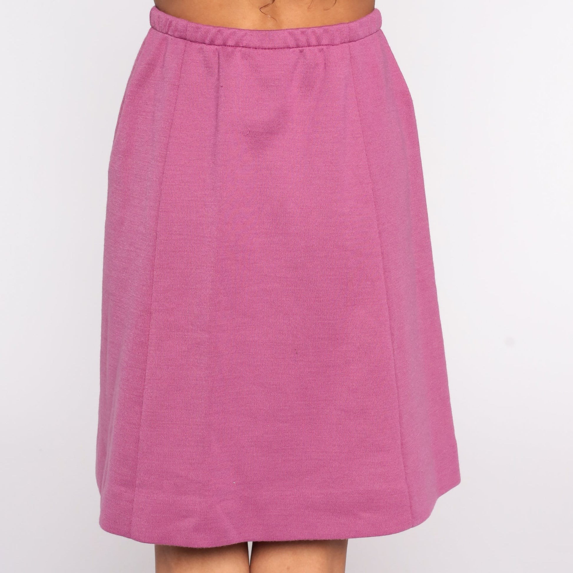 70s Purple Wool Blend Knee-Length Skirt High Waisted A-Line Small