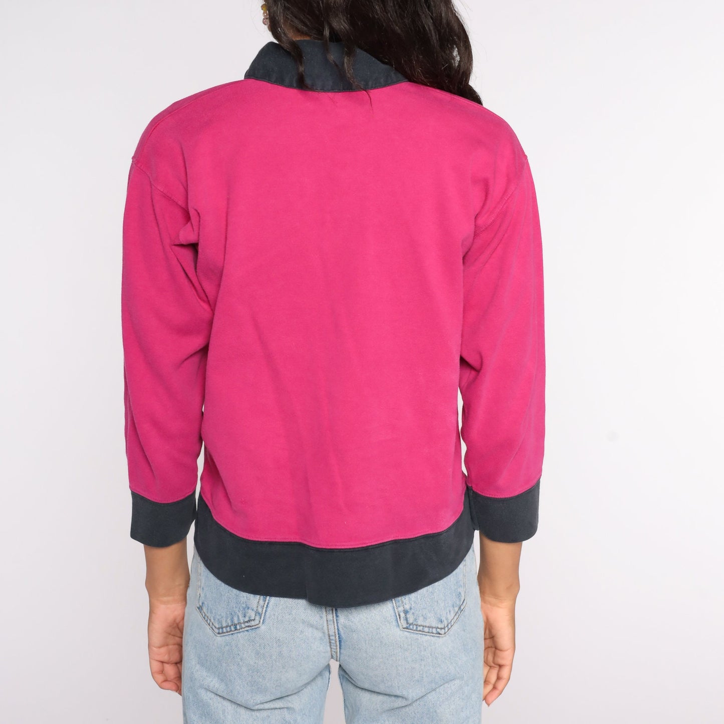 80s Pink Button-Up Shirt Cotton Blend Polo Small S
