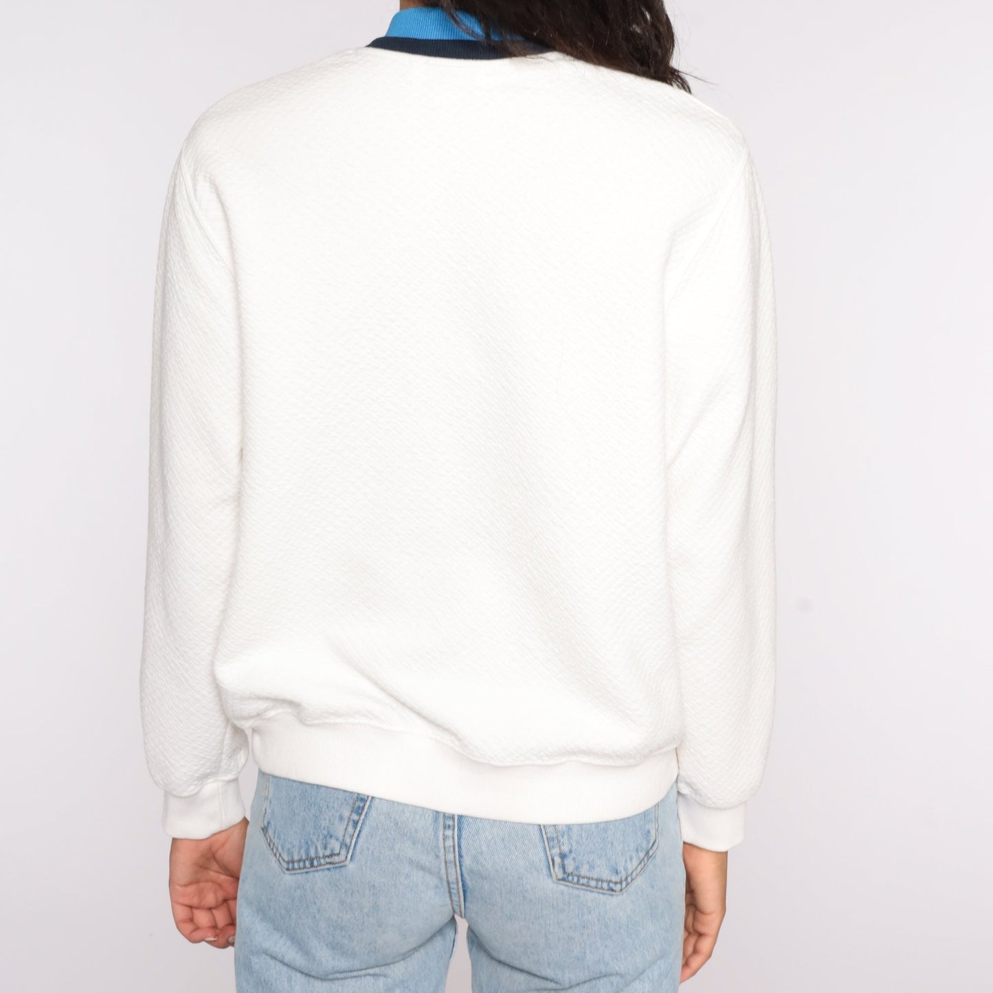 80s Alfred Dunner Floral Embroidered Sweatshirt Off-White Pullover Medium