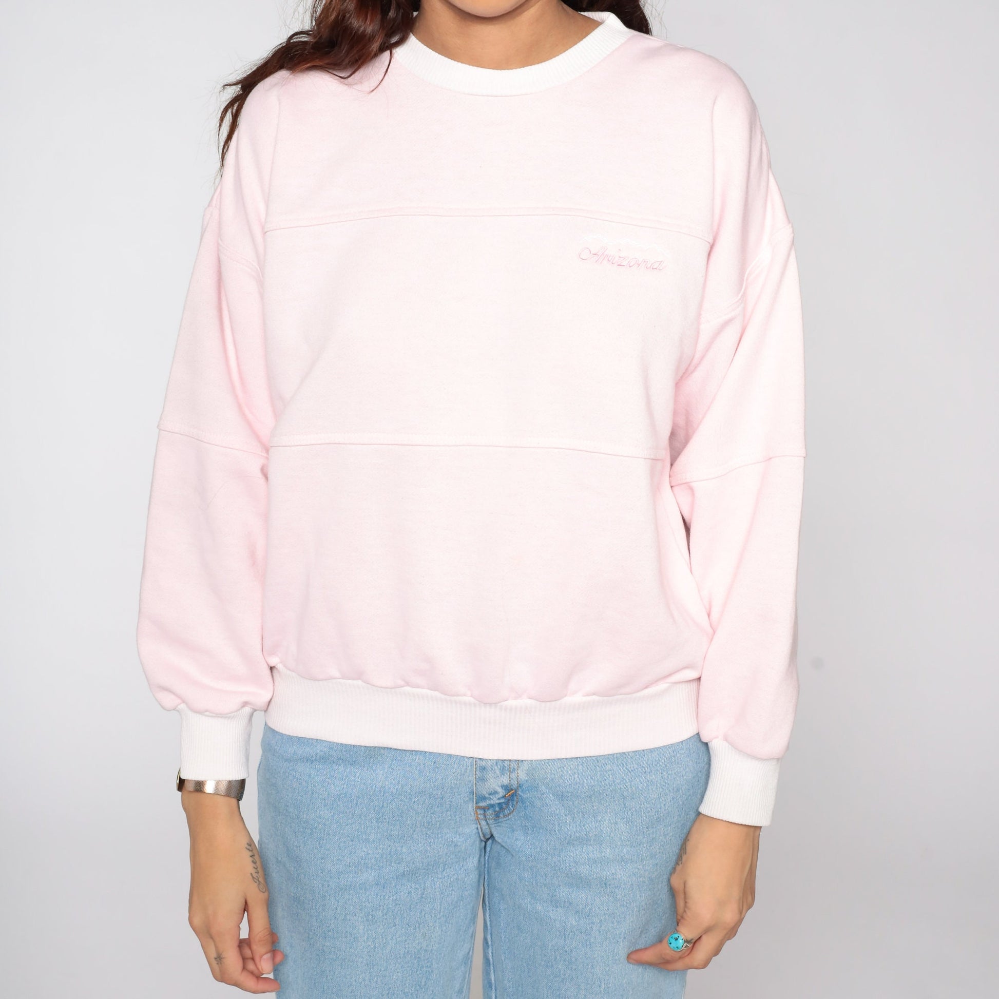 80s Arizona Sweatshirt Baby Pink Crewneck Long Sleeve Medium