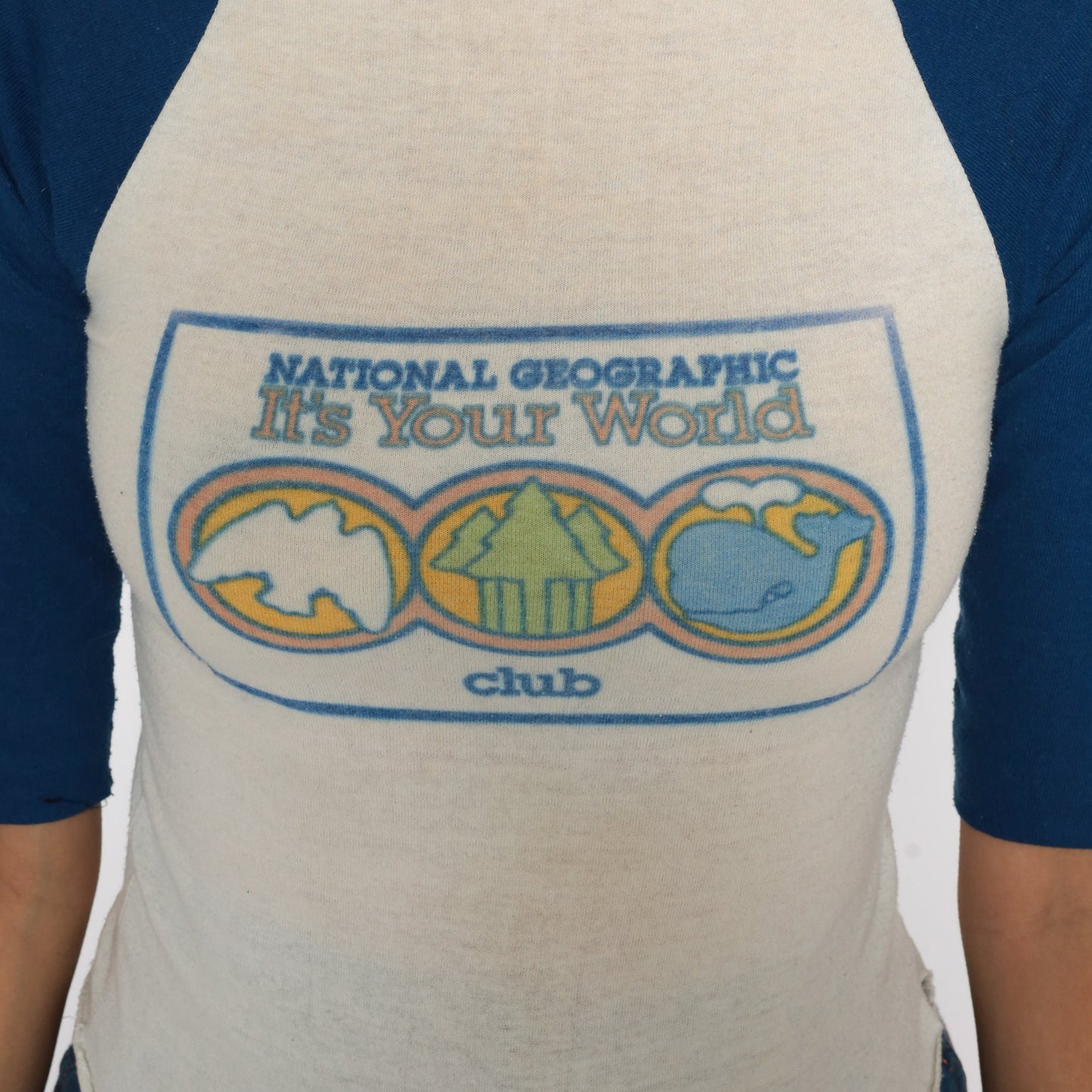 70s National Geographic Ringer T-Shirt Graphic Bird Nature Print XXS