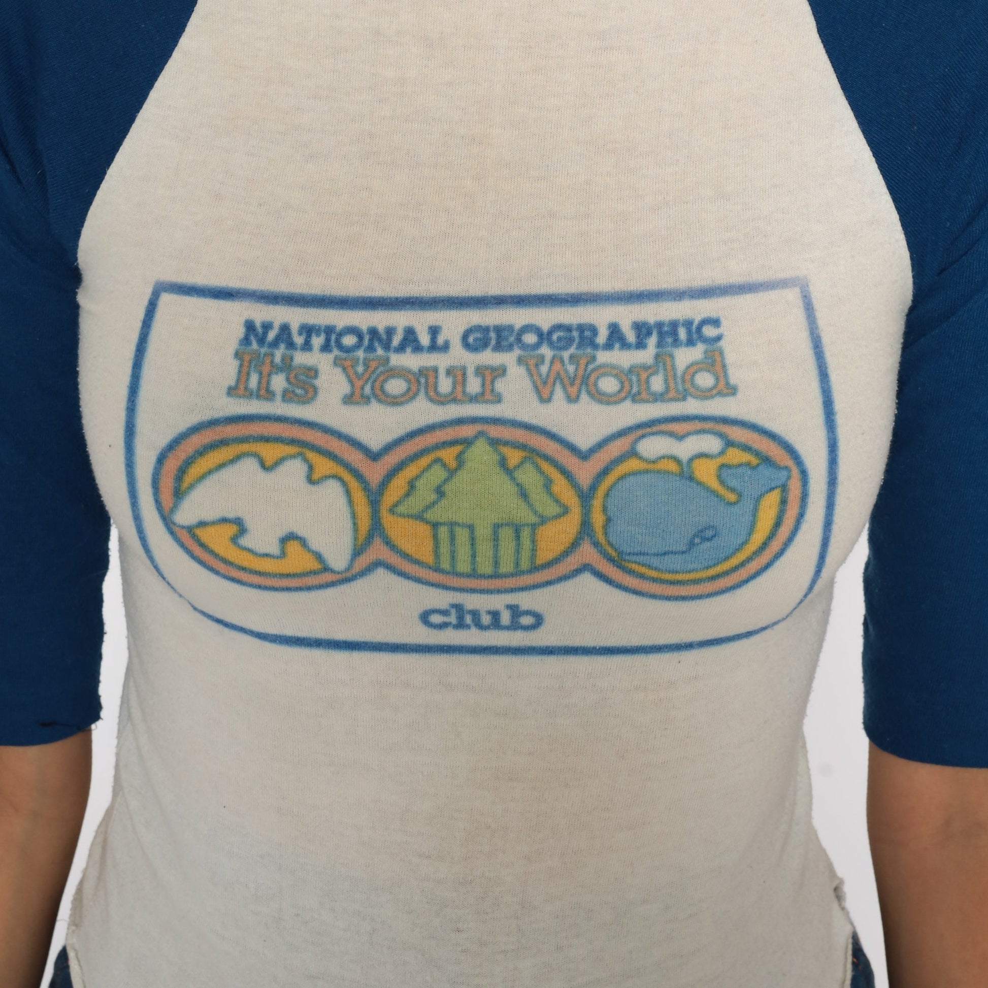 70s National Geographic Ringer T-Shirt Graphic Bird Nature Print XXS