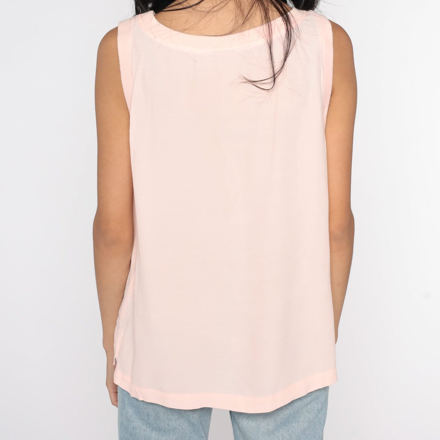 80s Baby Pink Tank Top Sleeveless Blouse Medium
