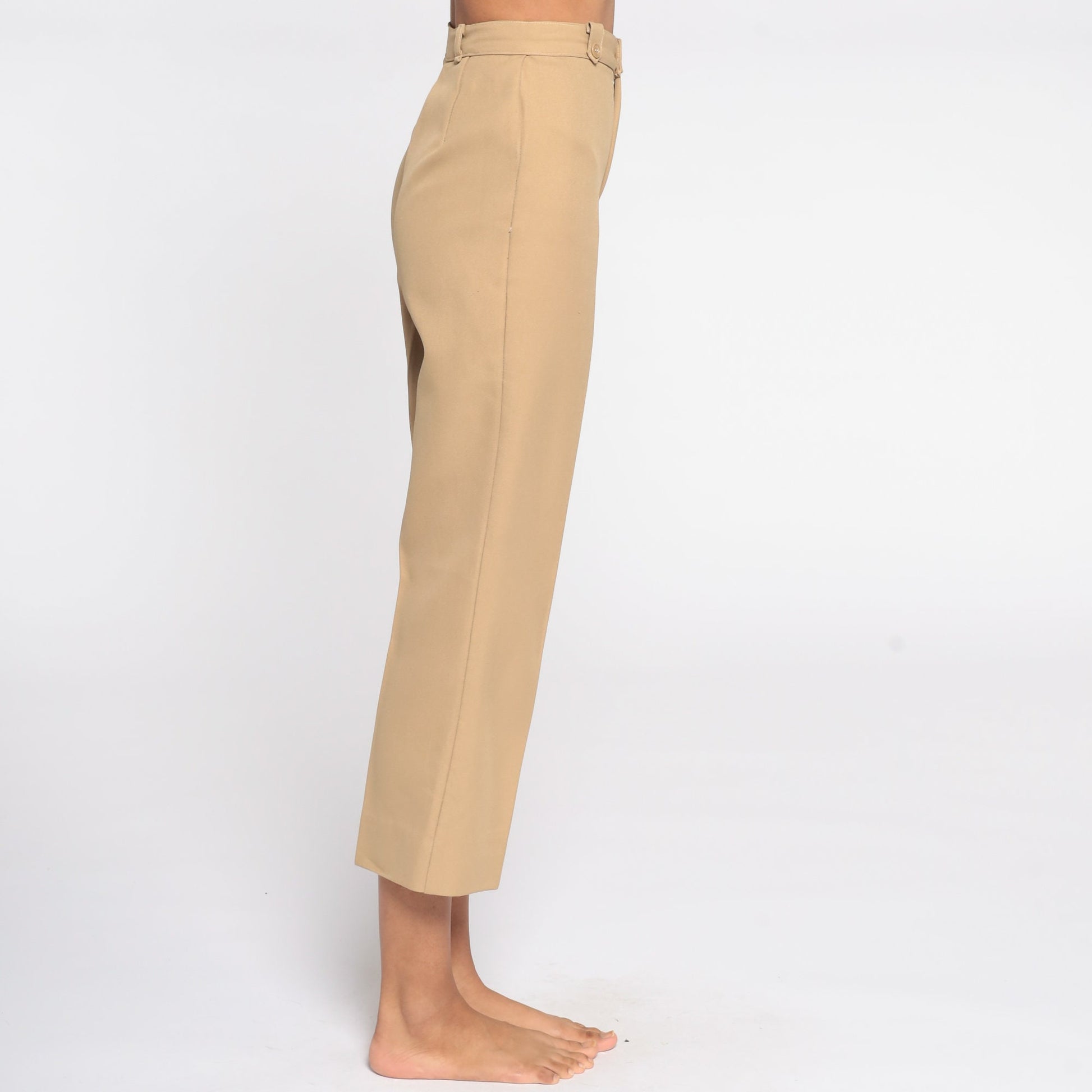 70s Tan High-Rise Straight Leg Pants Cropped Extra Small