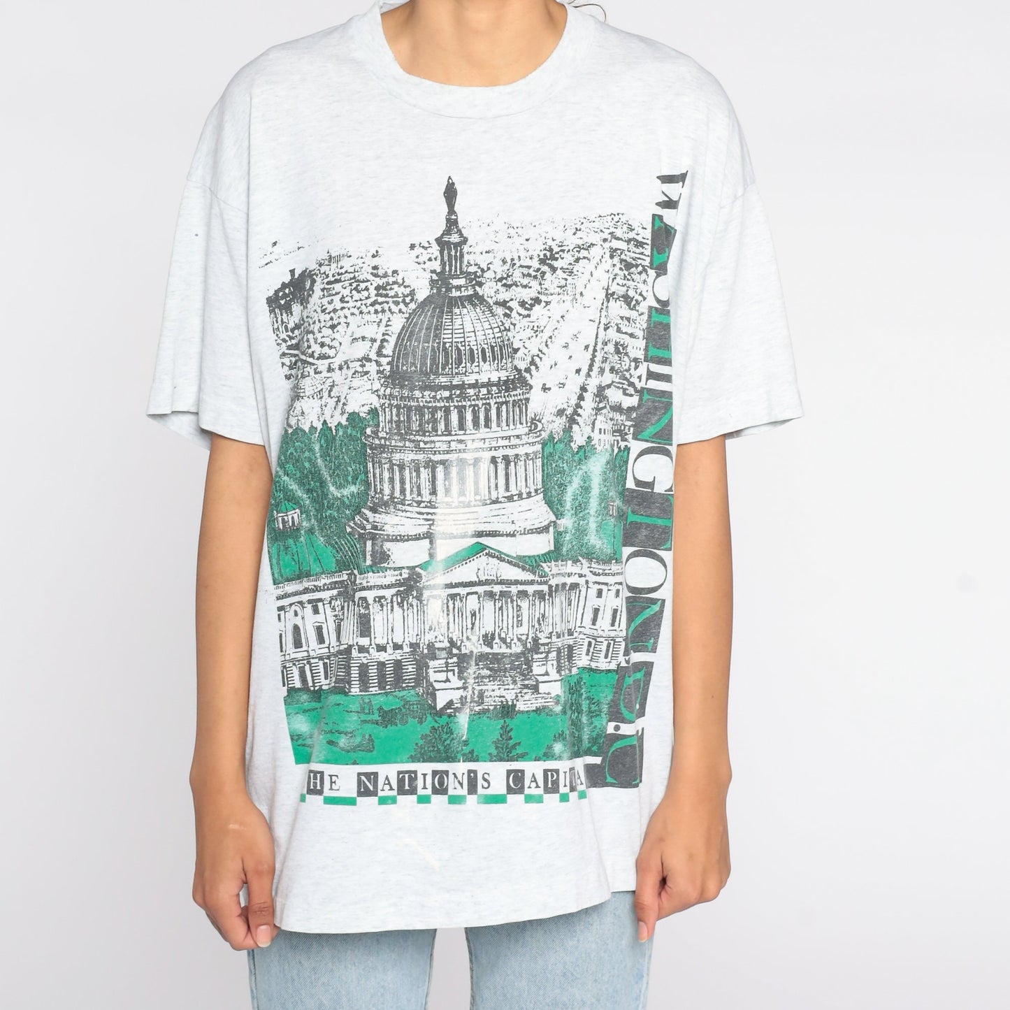 90s Washington DC Capitol Building Graphic T-Shirt Distressed Extra Large