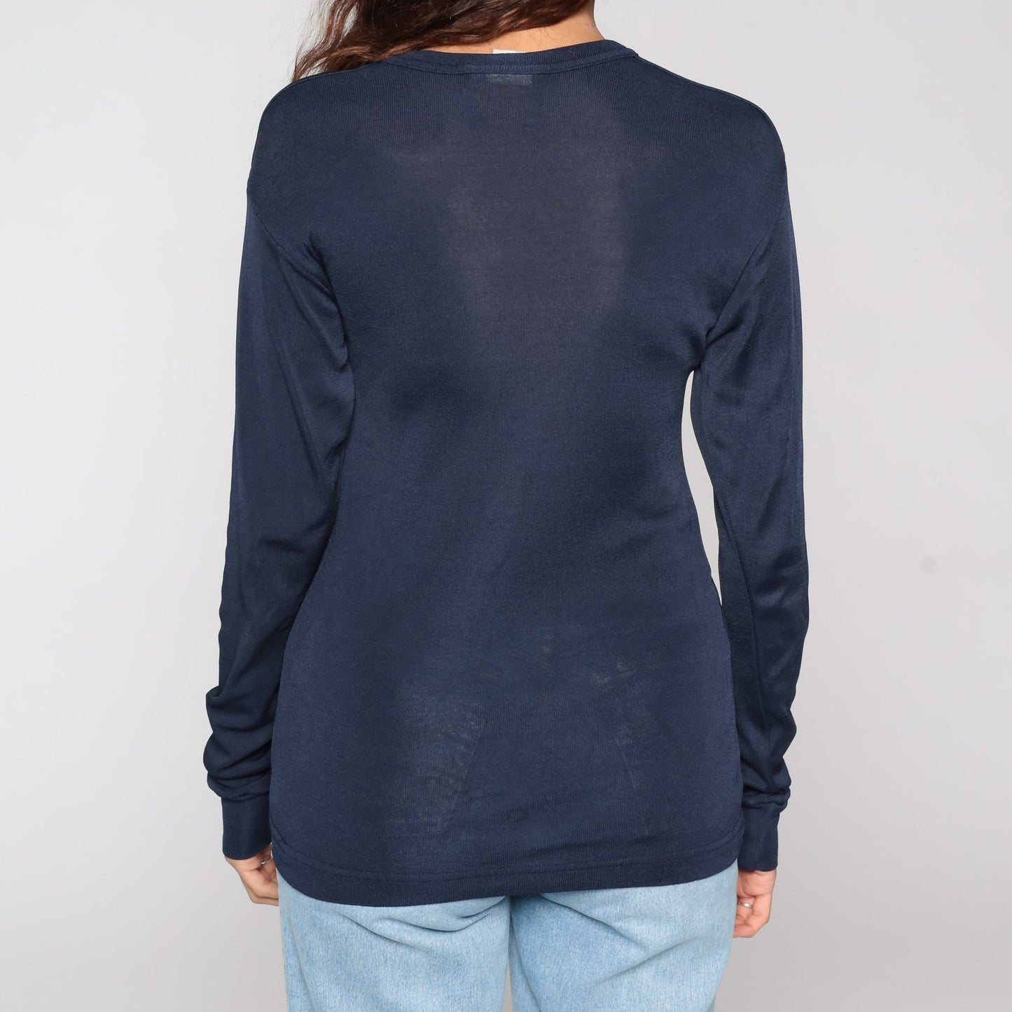 70s Navy Thermal Long Sleeve Undershirt Medium