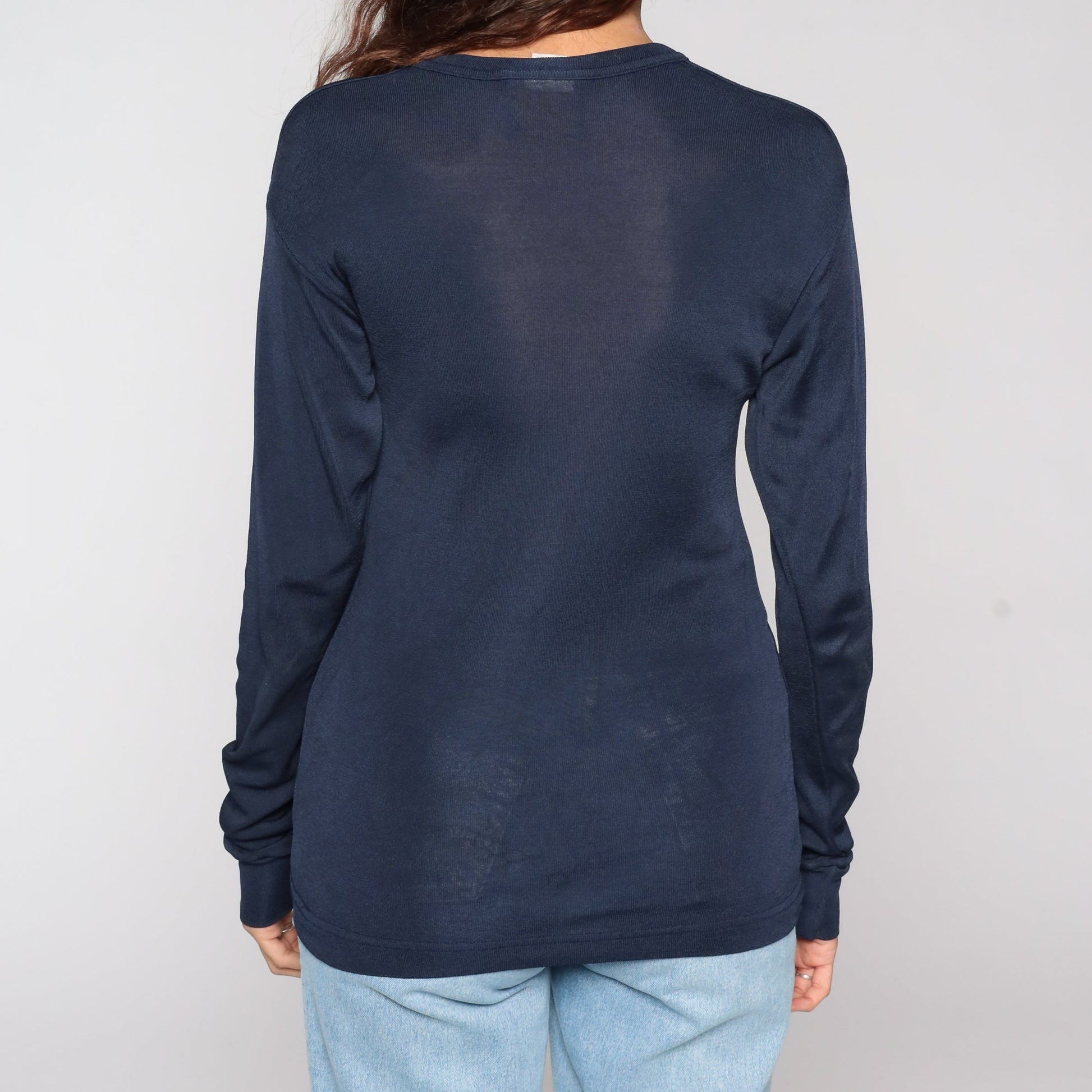70s Navy Thermal Long Sleeve Undershirt Medium