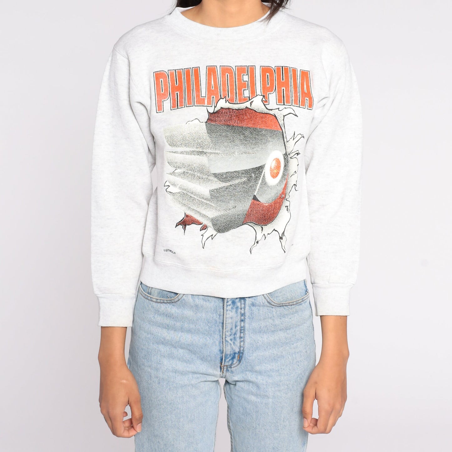 80s Philadelphia Flyers NHL Hockey Sweatshirt Nutmeg Graphic Pullover Extra Small