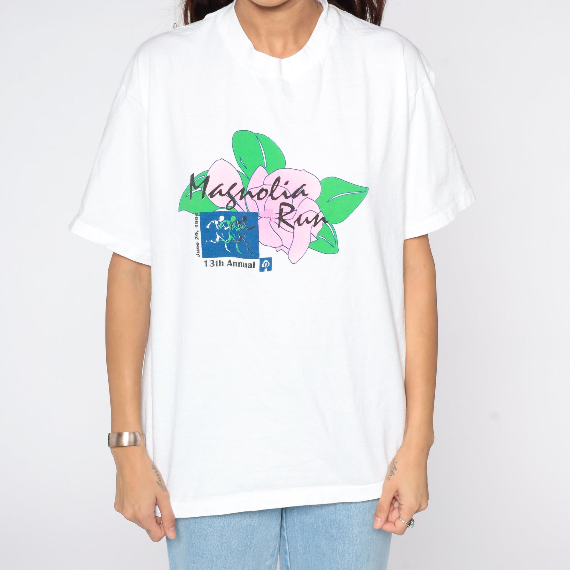 1996 Magnolia Run Atlanta Georgia Graphic Tee Cotton Single Stitch Medium