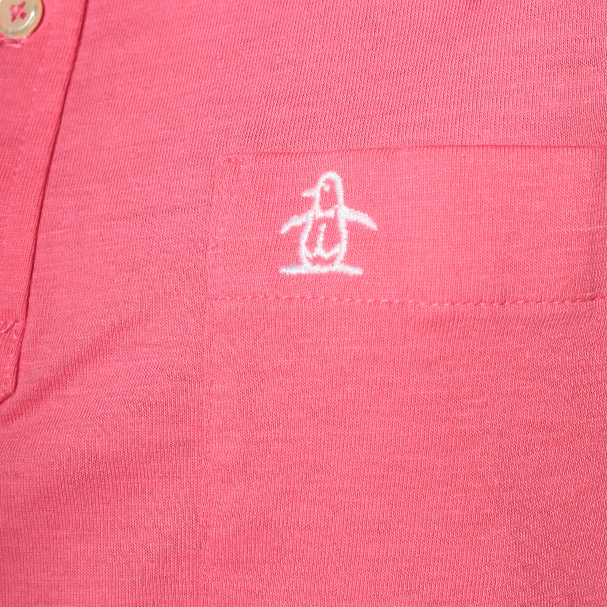 80s Munsingwear Polo Shirt Pink Half-Button Cotton Blend Small Medium