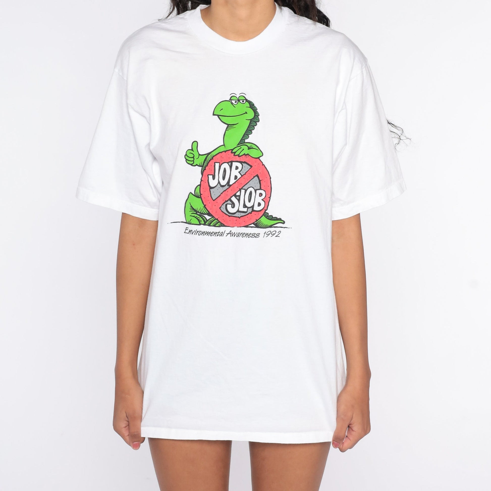 1992 Environmental Awareness Job Slob Graphic T-Shirt Cotton 90s Large