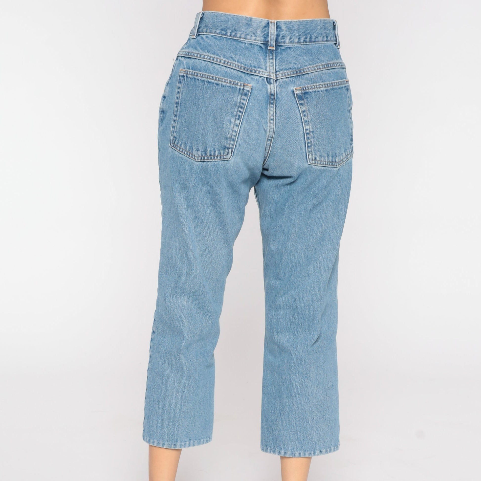 LL Bean 90s High-Waist Cropped Jeans Blue Denim Bootcut Petite 8
