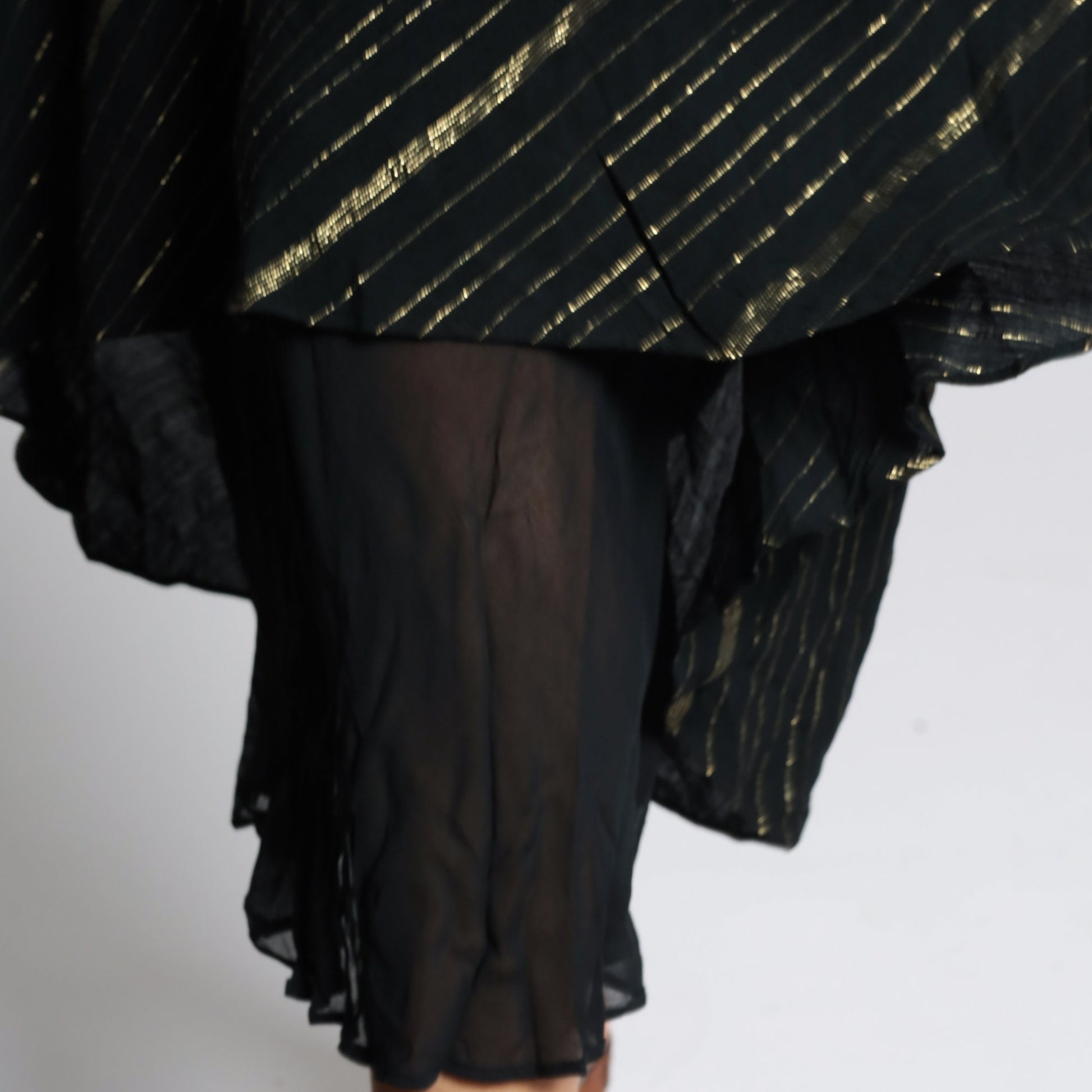 90s Black Maxi Dress Gold Metallic Stripe Sleeveless Column Medium