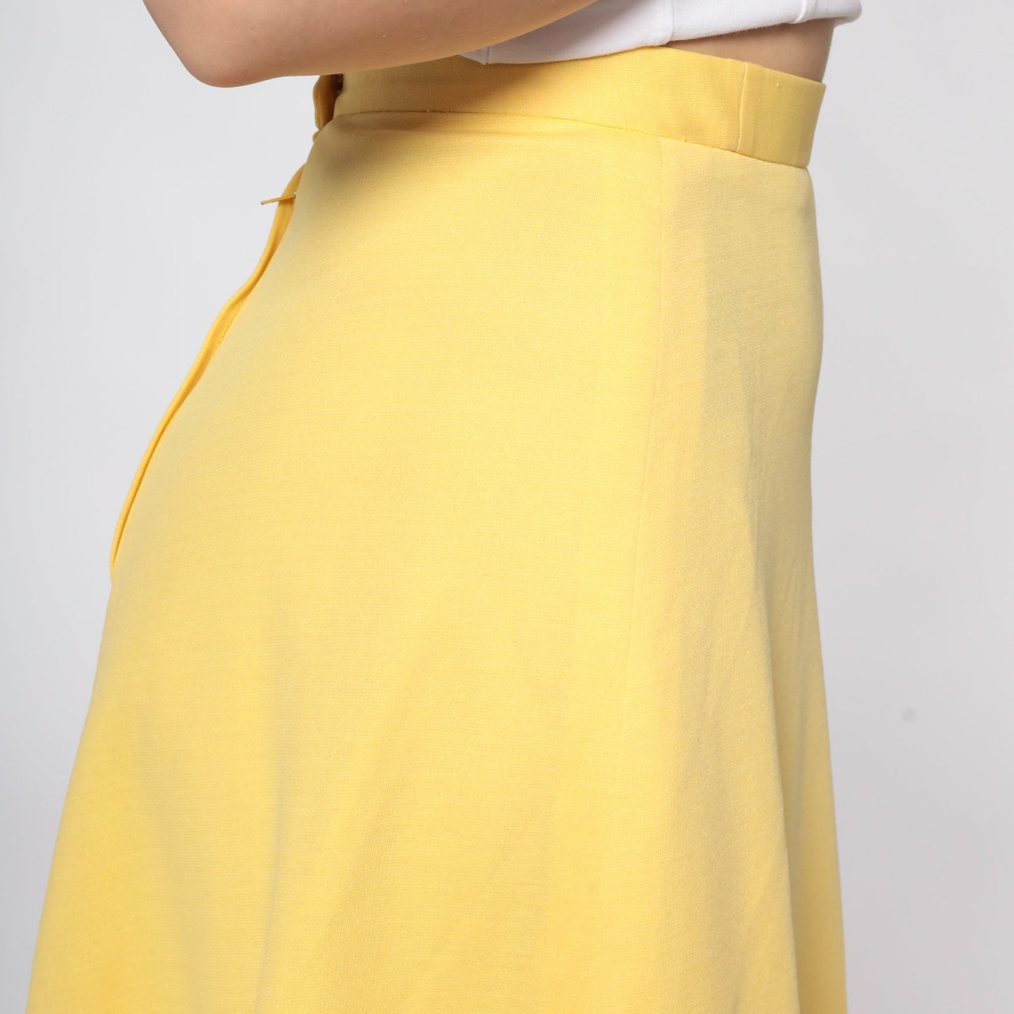 70s Yellow A-Line Mini Skirt High Waisted Rear Zip Extra Small