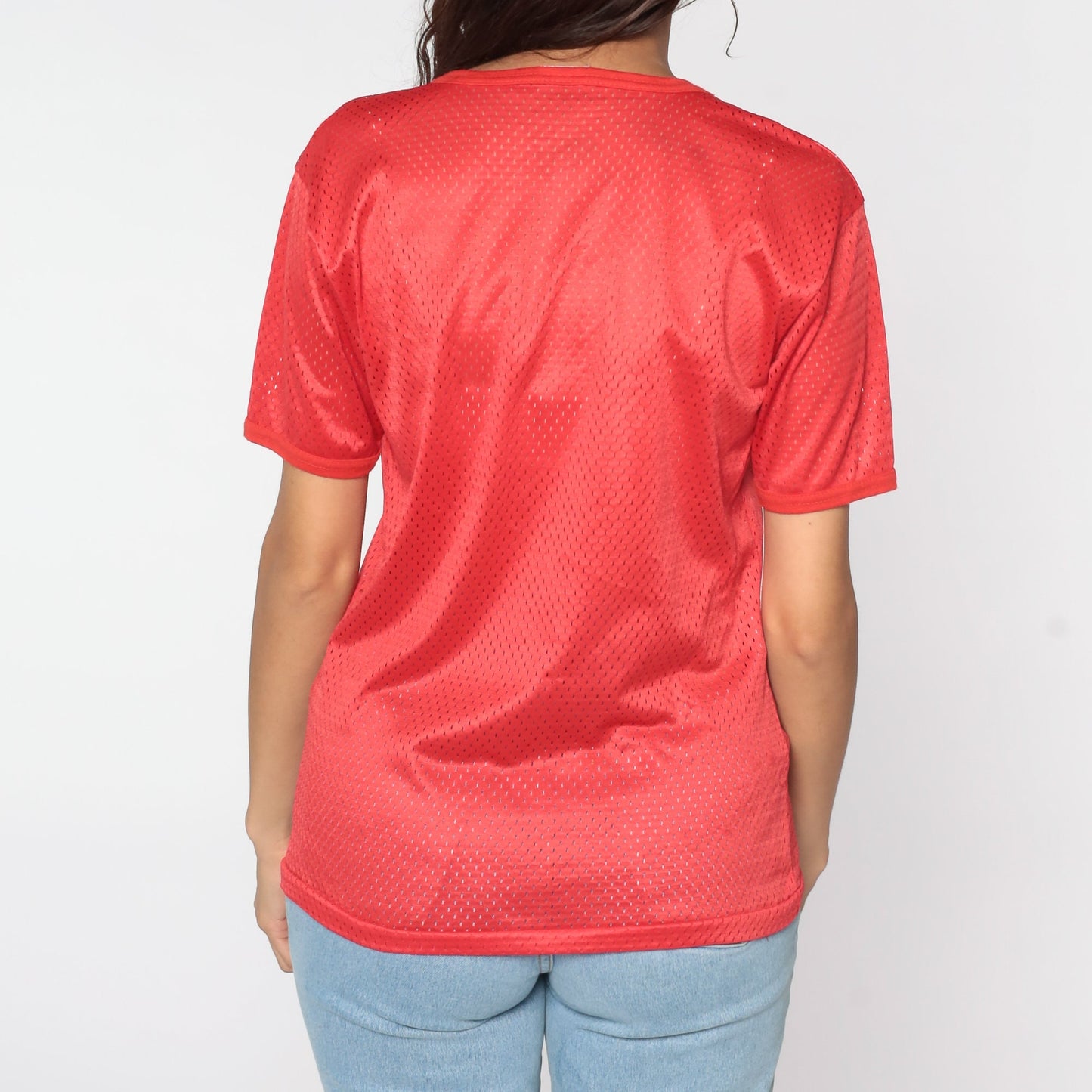 80s Vancouver Canada Mesh Jersey Shirt Red Maple Leaf Athletic Tee Small