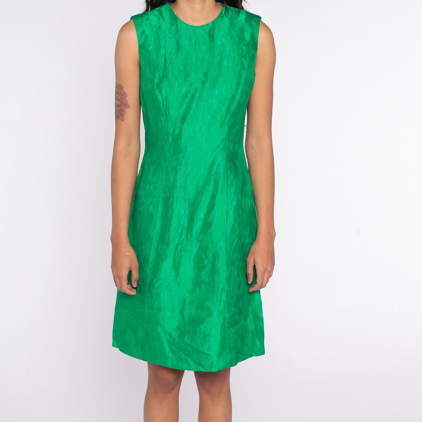 1960s Carol Craig Green Sheath Mini Dress Sleeveless Small