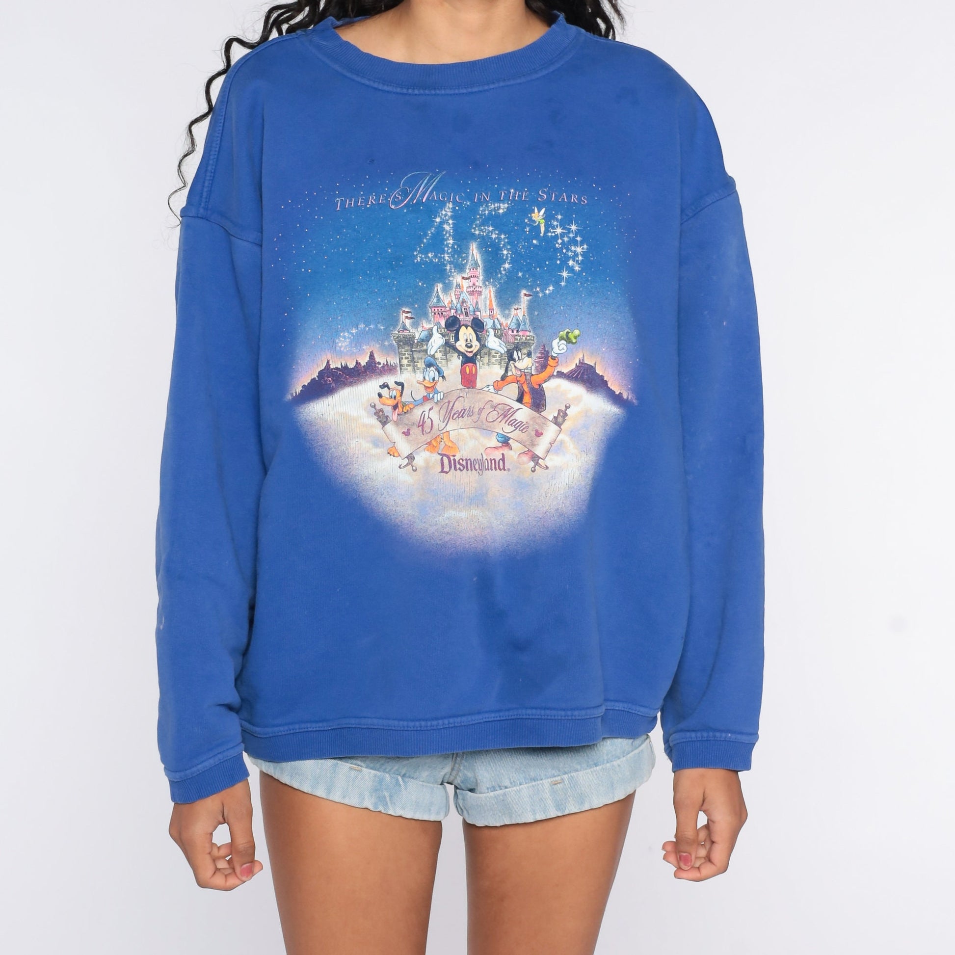 Y2K Disneyland 45 Years of Magic Sweatshirt Distressed Crewneck Large L