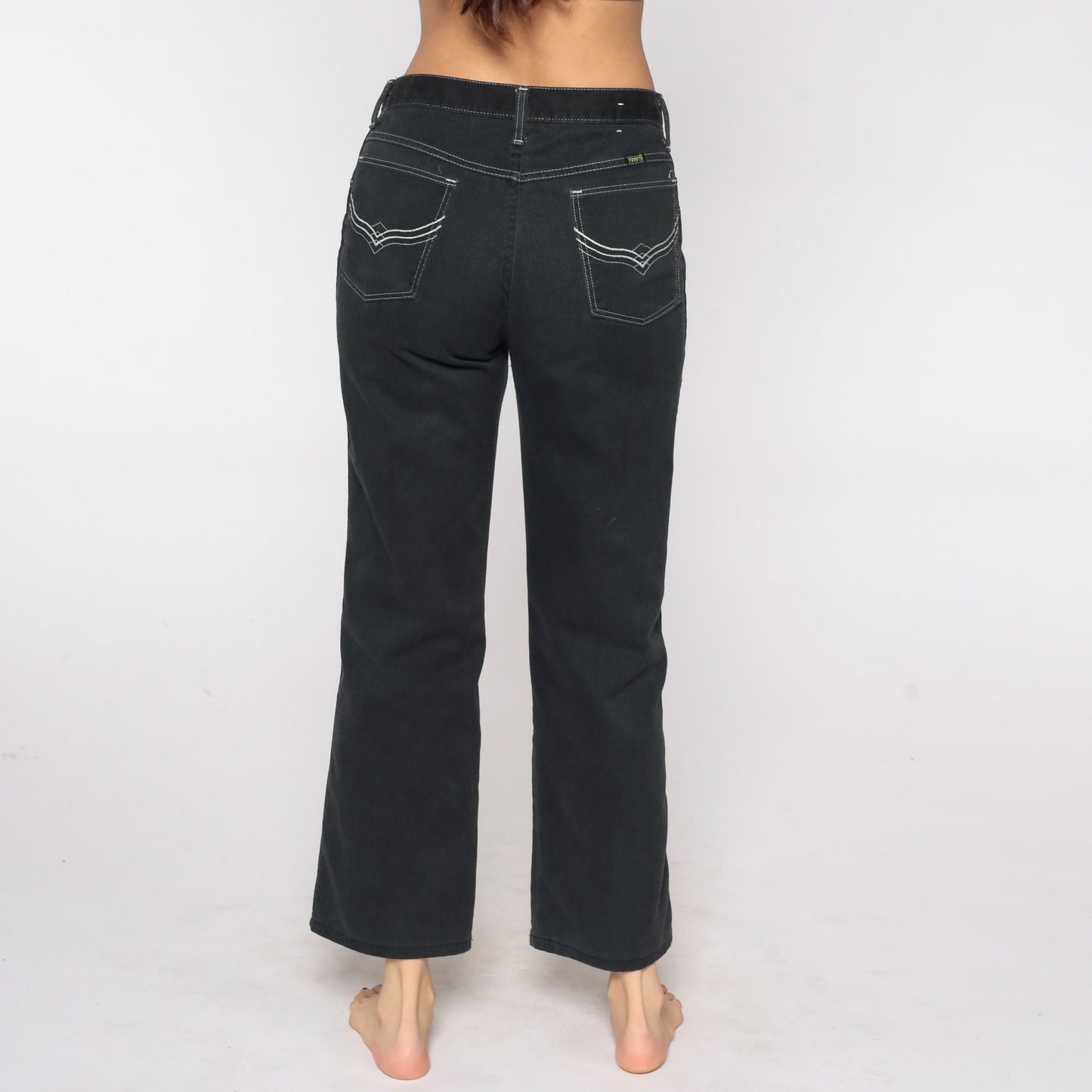80s Maverick Black Denim High Waisted Straight Leg Jeans Medium