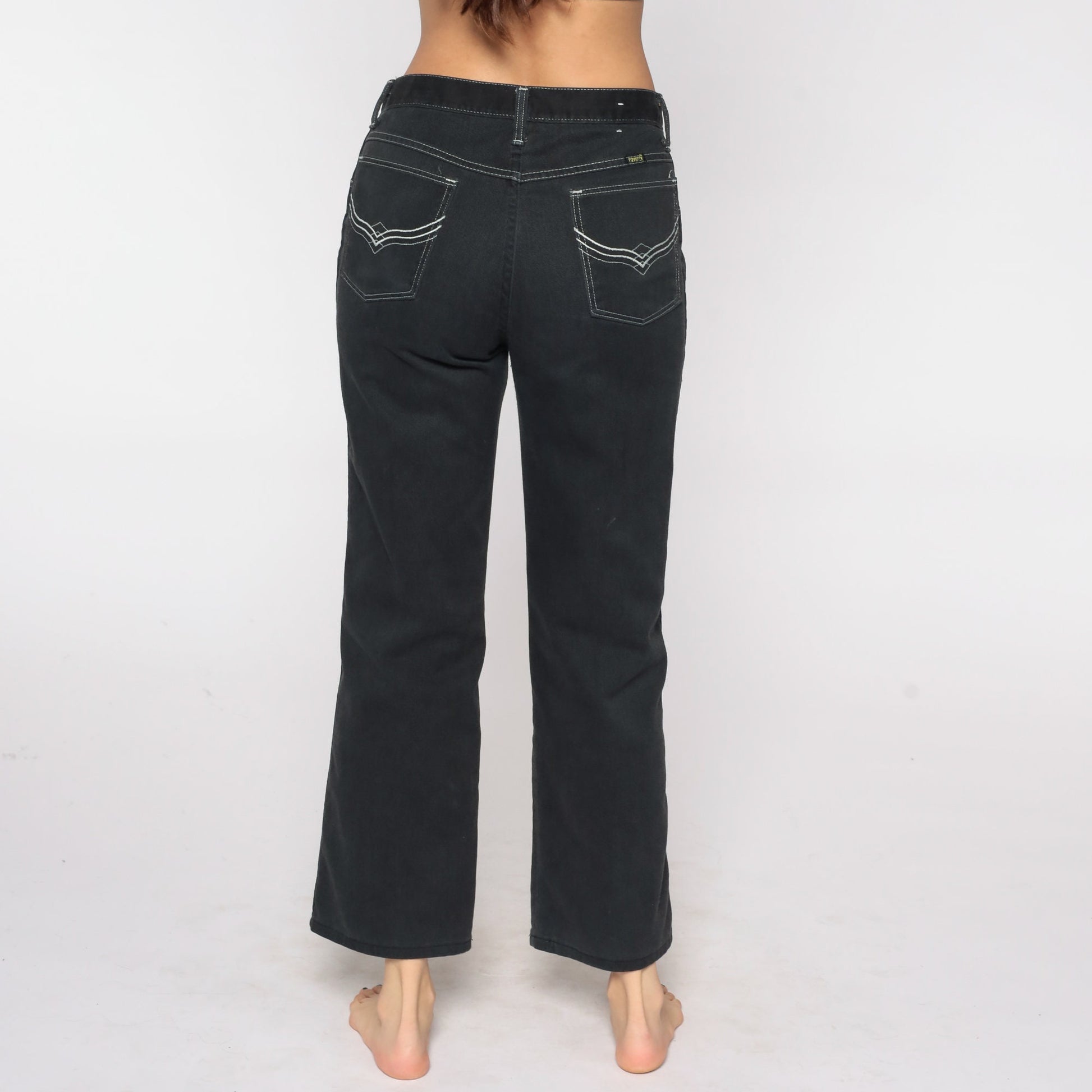 80s Maverick Black Denim High Waisted Straight Leg Jeans Medium