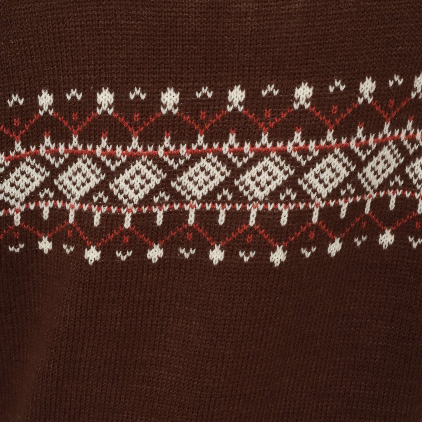 70s Fair Isle Sweater Brown Knit Geometric Pullover Medium