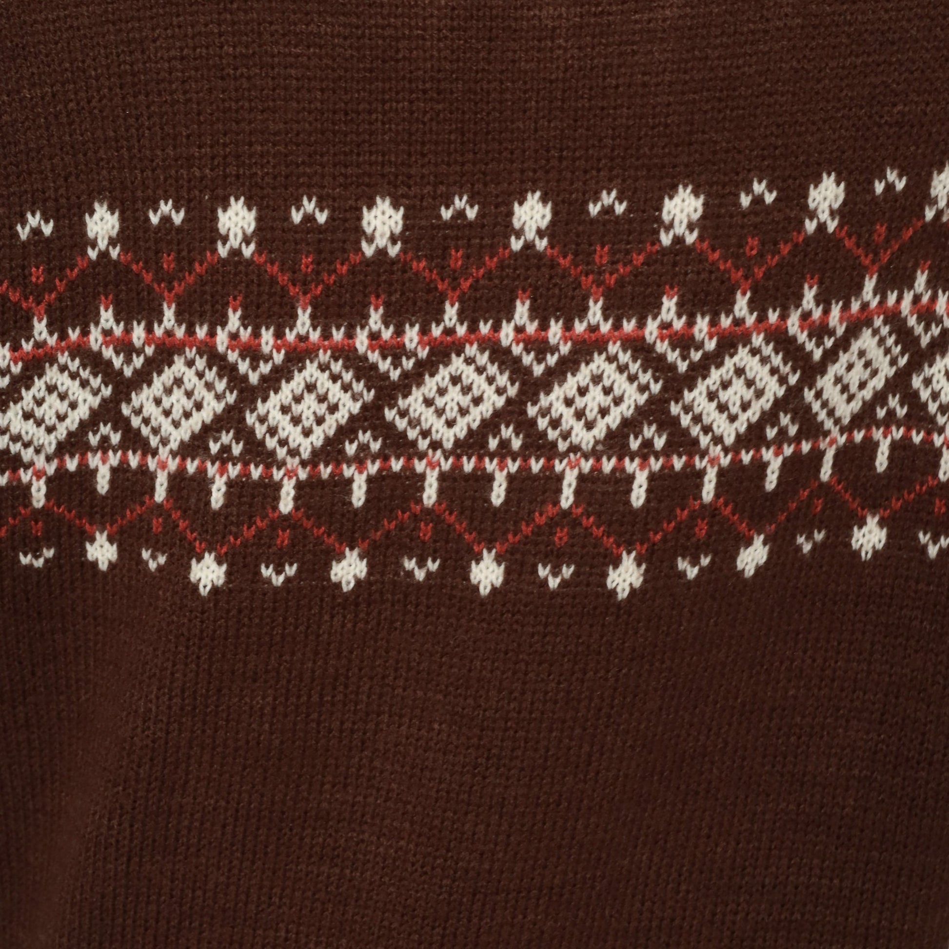 70s Fair Isle Sweater Brown Knit Geometric Pullover Medium
